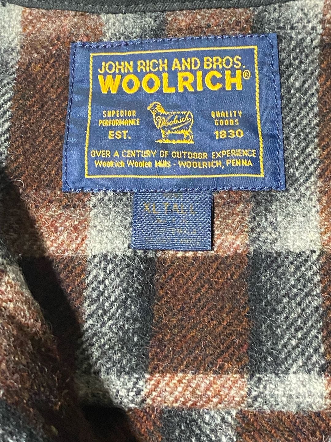 Woolrich Plaid Flannel Shirt XL Tall Brown Black Gray Wool Blend Long Sleeve 4