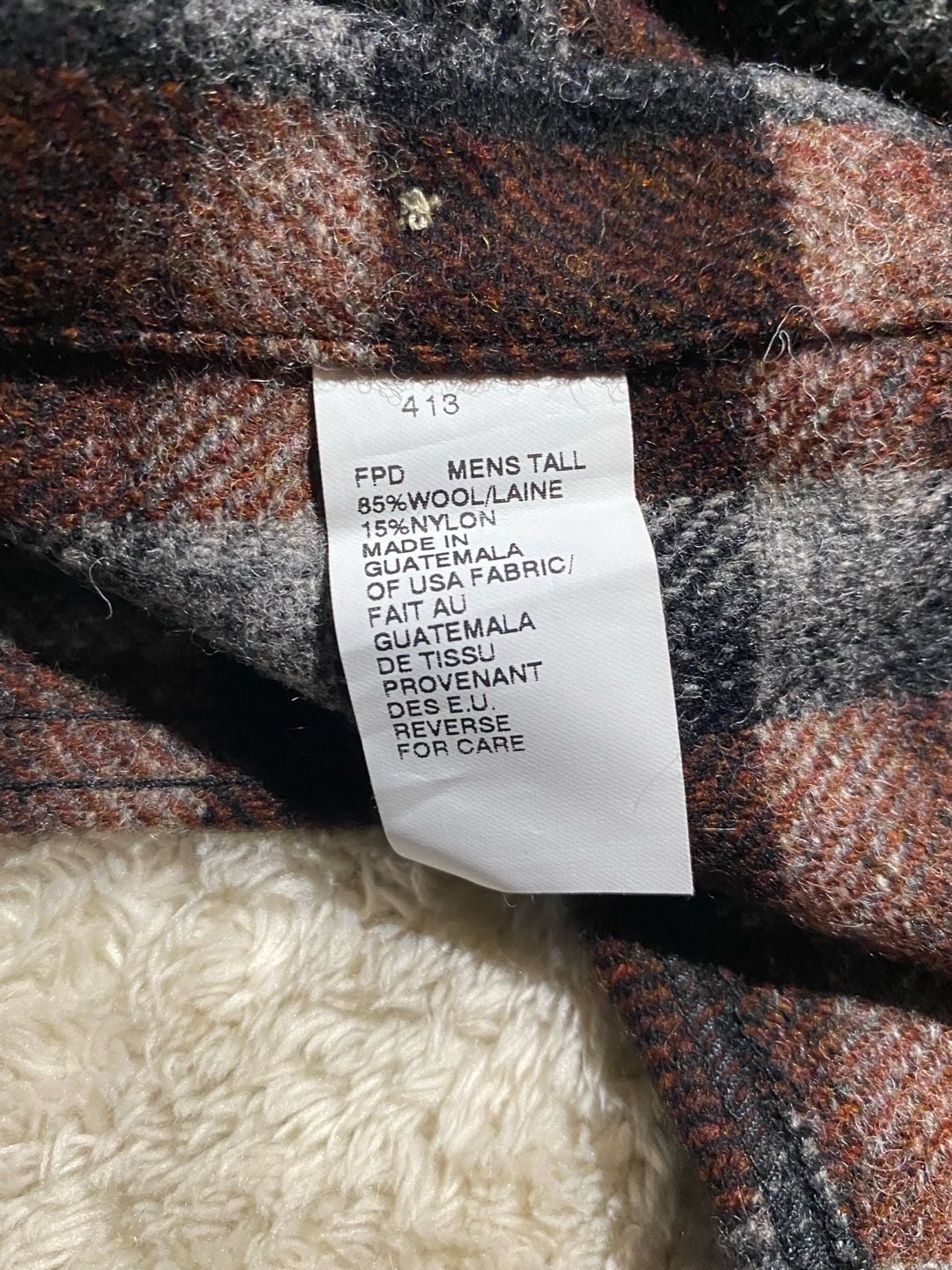 Woolrich Plaid Flannel Shirt XL Tall Brown Black Gray Wool Blend Long Sleeve 5