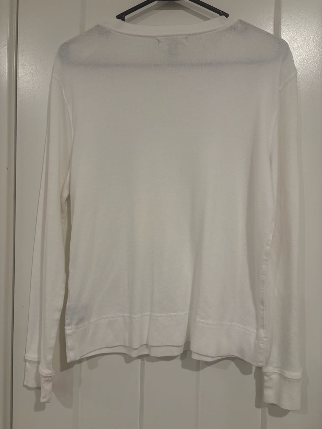 Lauren Jeans Co Ralph Lauren White Long Sleeve Top L Button Shoulder Minimalist 10