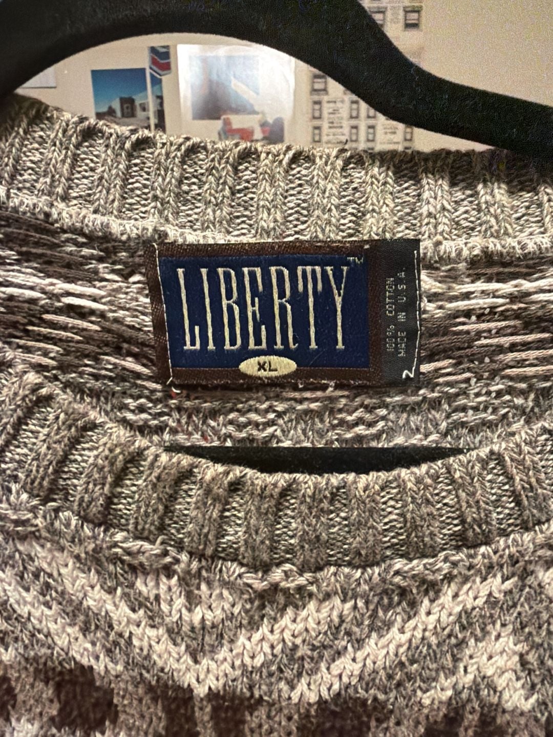 Liberty Sweater Size XL Gray Fair Isle Cotton Long Sleeve Crewneck 3
