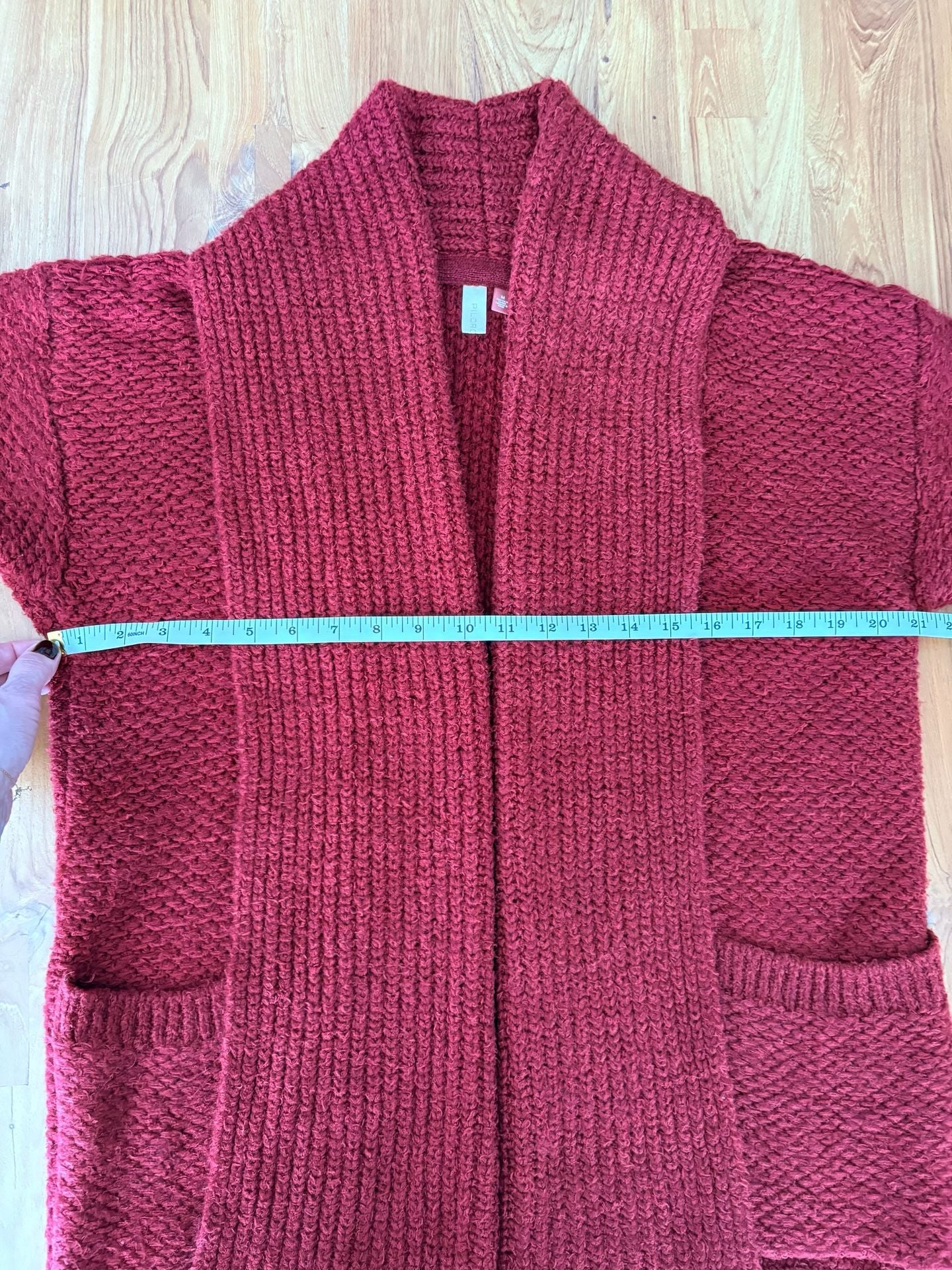 Anthropologie Pilcro Red Long Open Pocket Cardigan Cozy Size Medium 7