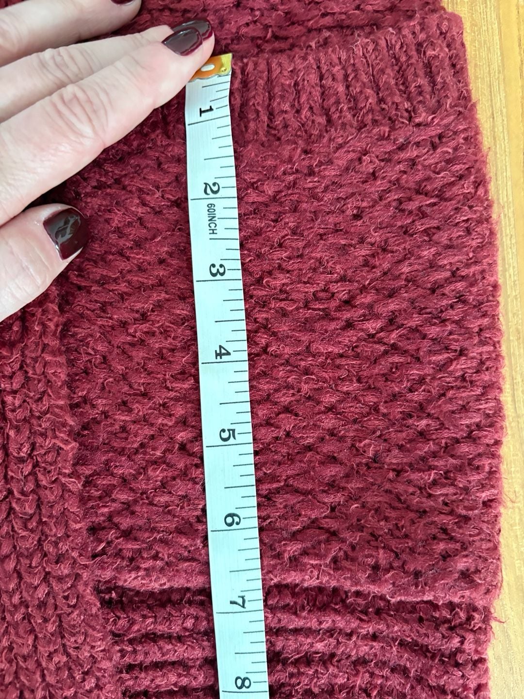 Anthropologie Pilcro Red Long Open Pocket Cardigan Cozy Size Medium 11