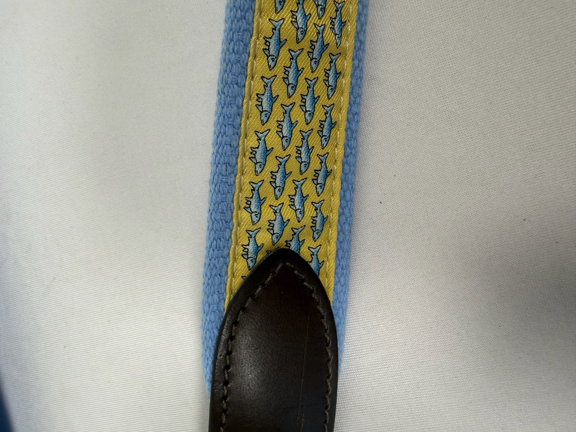 Vineyard Vines Fish Belt Size 38 Blue Yellow Ribbon 4