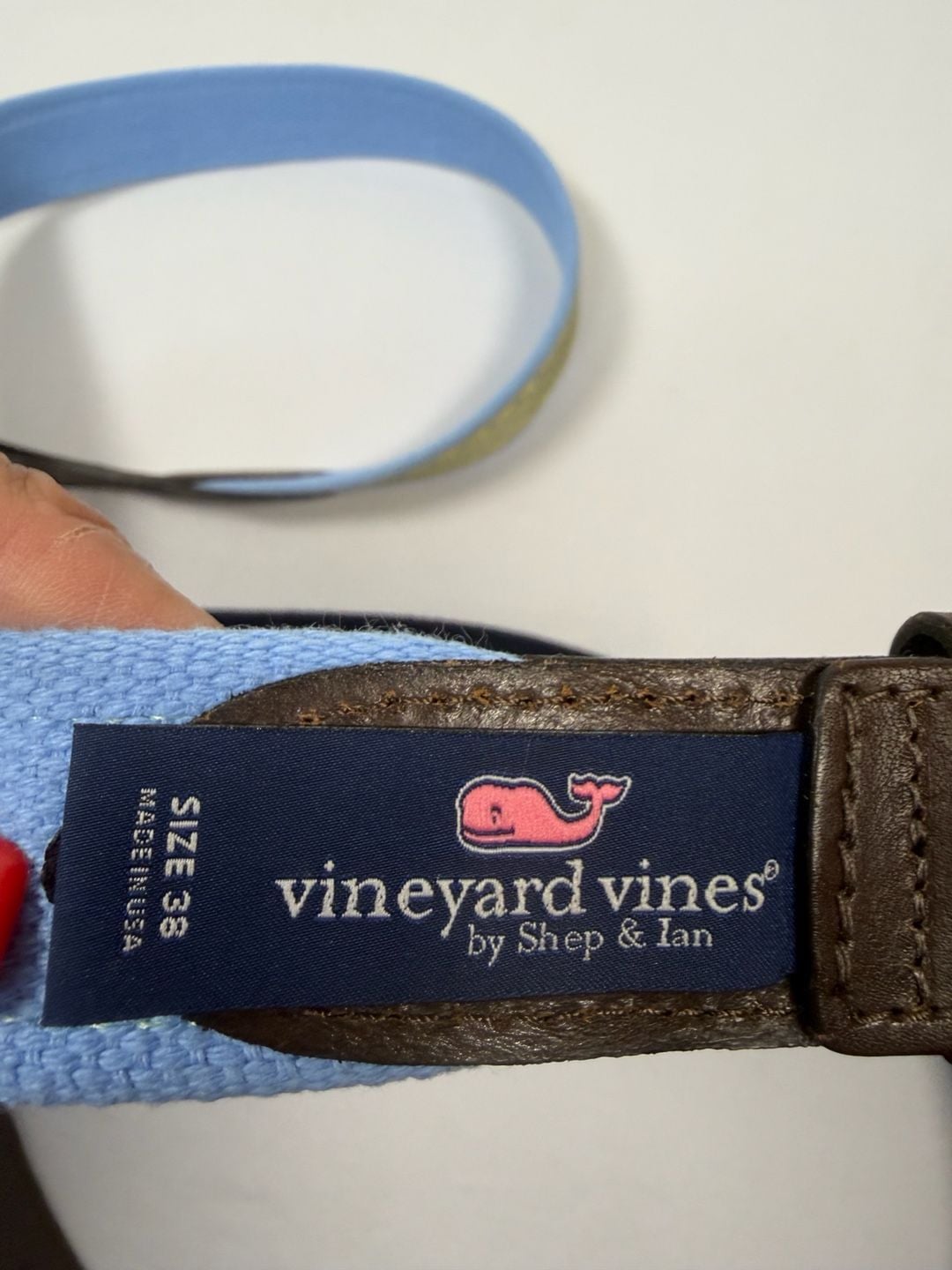 Vineyard Vines Fish Belt Size 38 Blue Yellow Ribbon 5