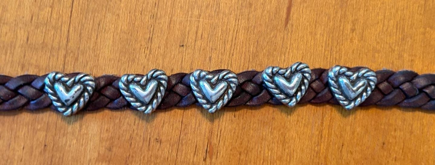 Vintage 1994 Brighton Brown Braided Leather Heart Bracelet Western Boho 2