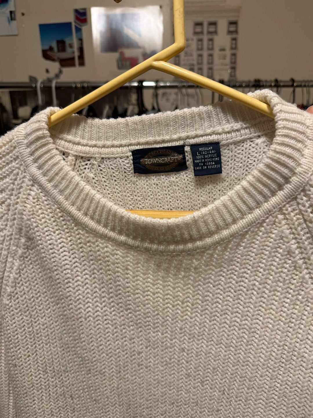 Towncraft Acrylic Knit Pullover Sweater Size Large White 3