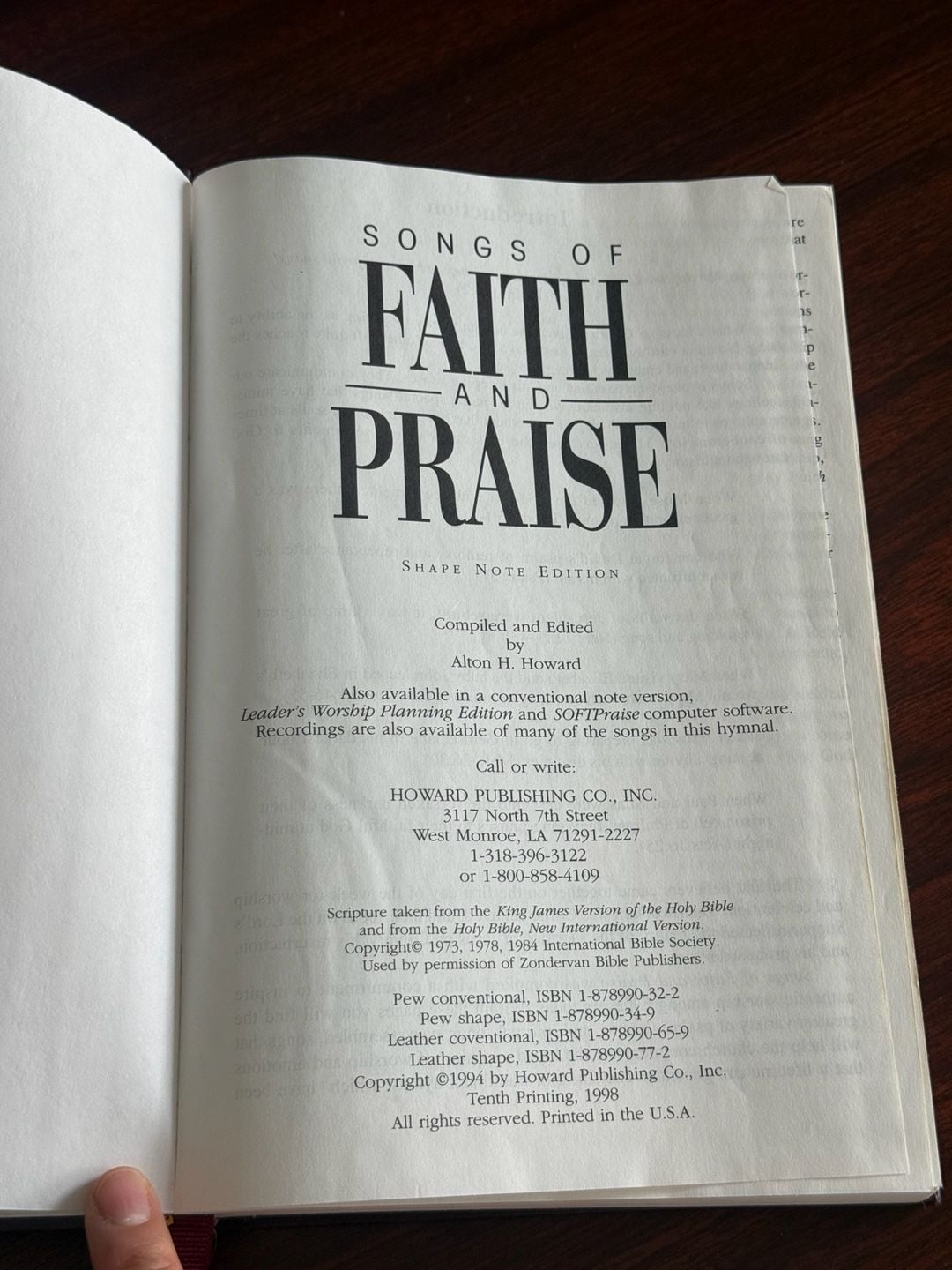 Songs of Faith and Praise Shape Note Edition Hardcover Hymnal 2