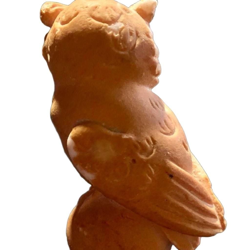 Vintage MCM Italian Terracotta Owl Figurine with Red Eyes 3