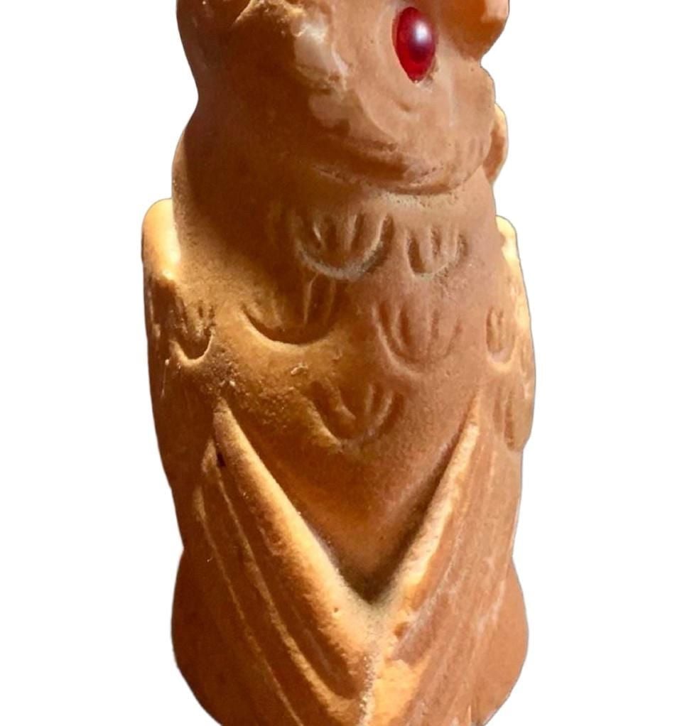 Vintage MCM Italian Terracotta Owl Figurine with Red Eyes 4