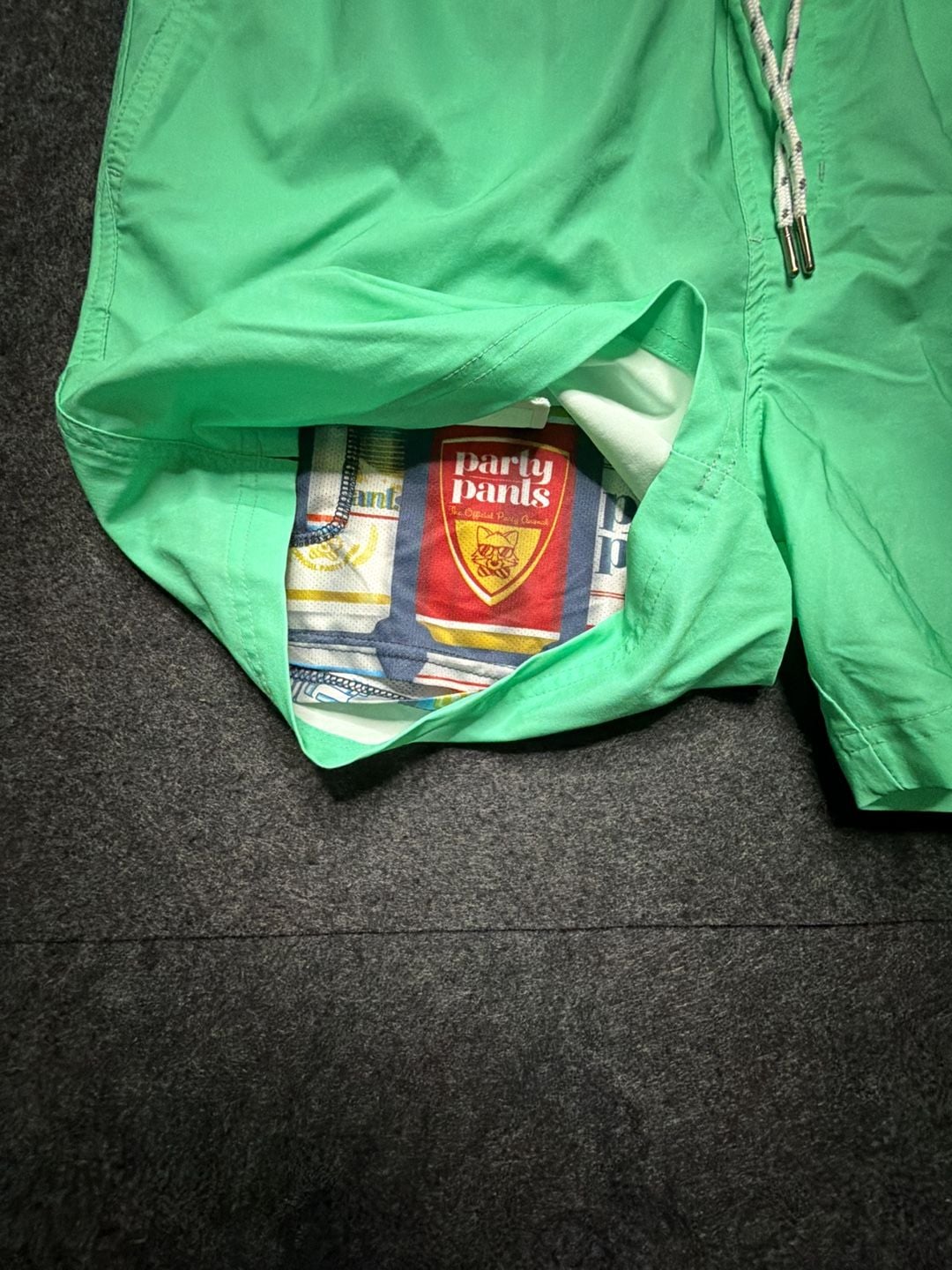 Partypants Swim Trunks Size XL Green Volley Beach Shorts 6