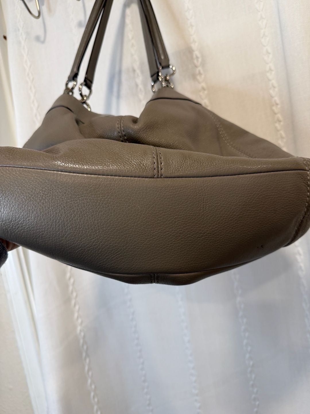 Coach Gray Pebbled Leather Hobo Shoulder Bag Purse Silver Hardware 6
