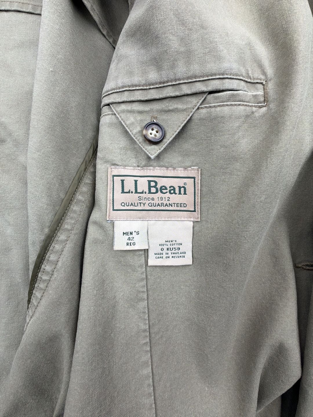 VINTAGE LL Bean Men's Jacket Military style ￼Blazer Canvas 90s  42R  9