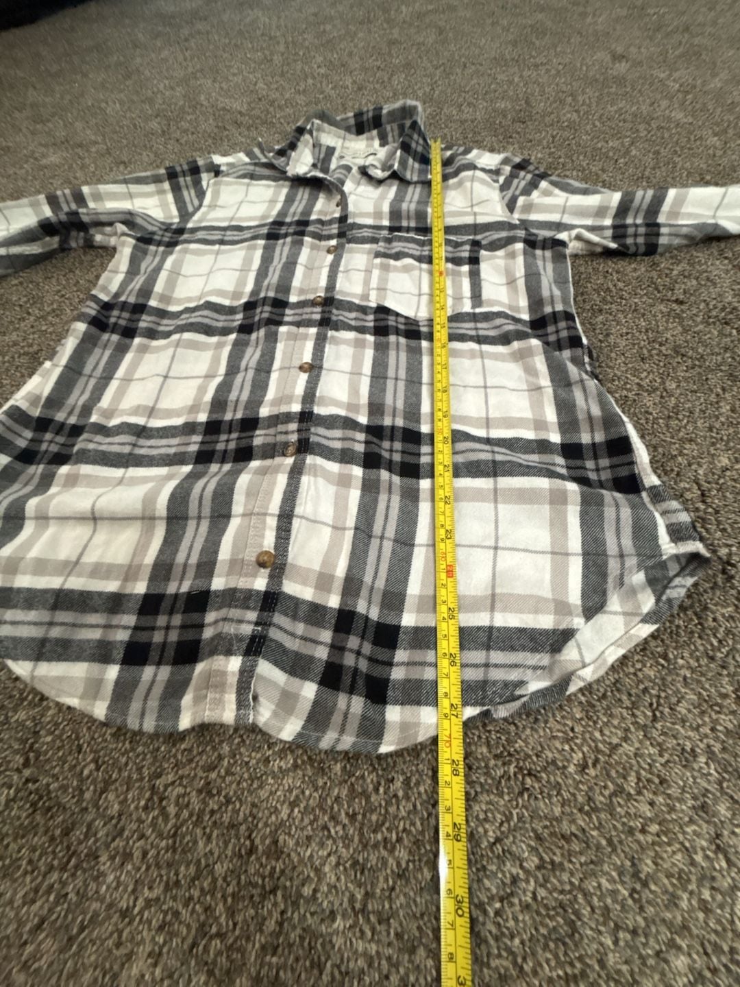 Abercrombie & Fitch Flannel Fall Shirt Black and White Plaid 7