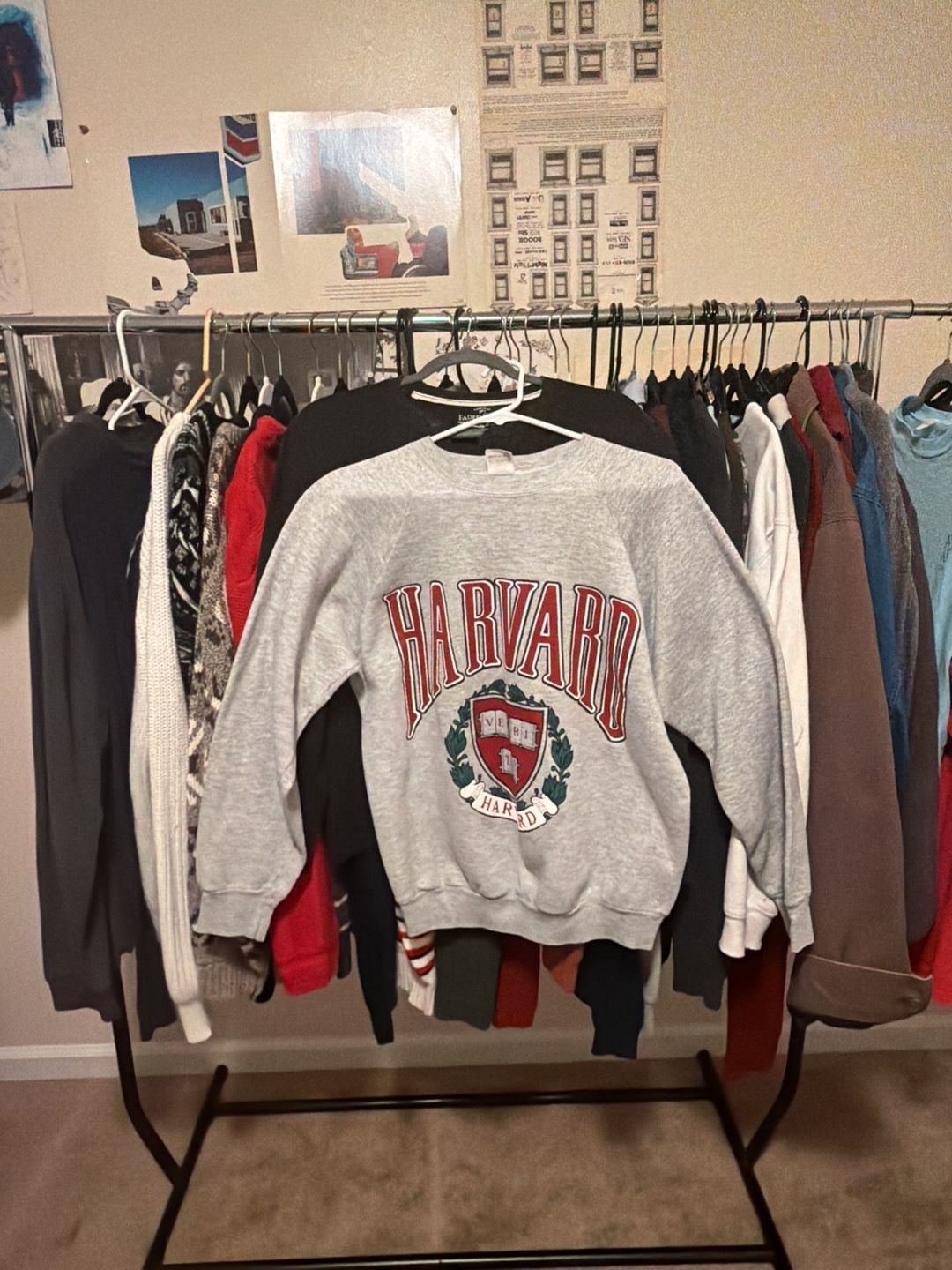Vintage Fruit of the Loom Harvard University Sweatshirt Size L Gray Made in USA 2