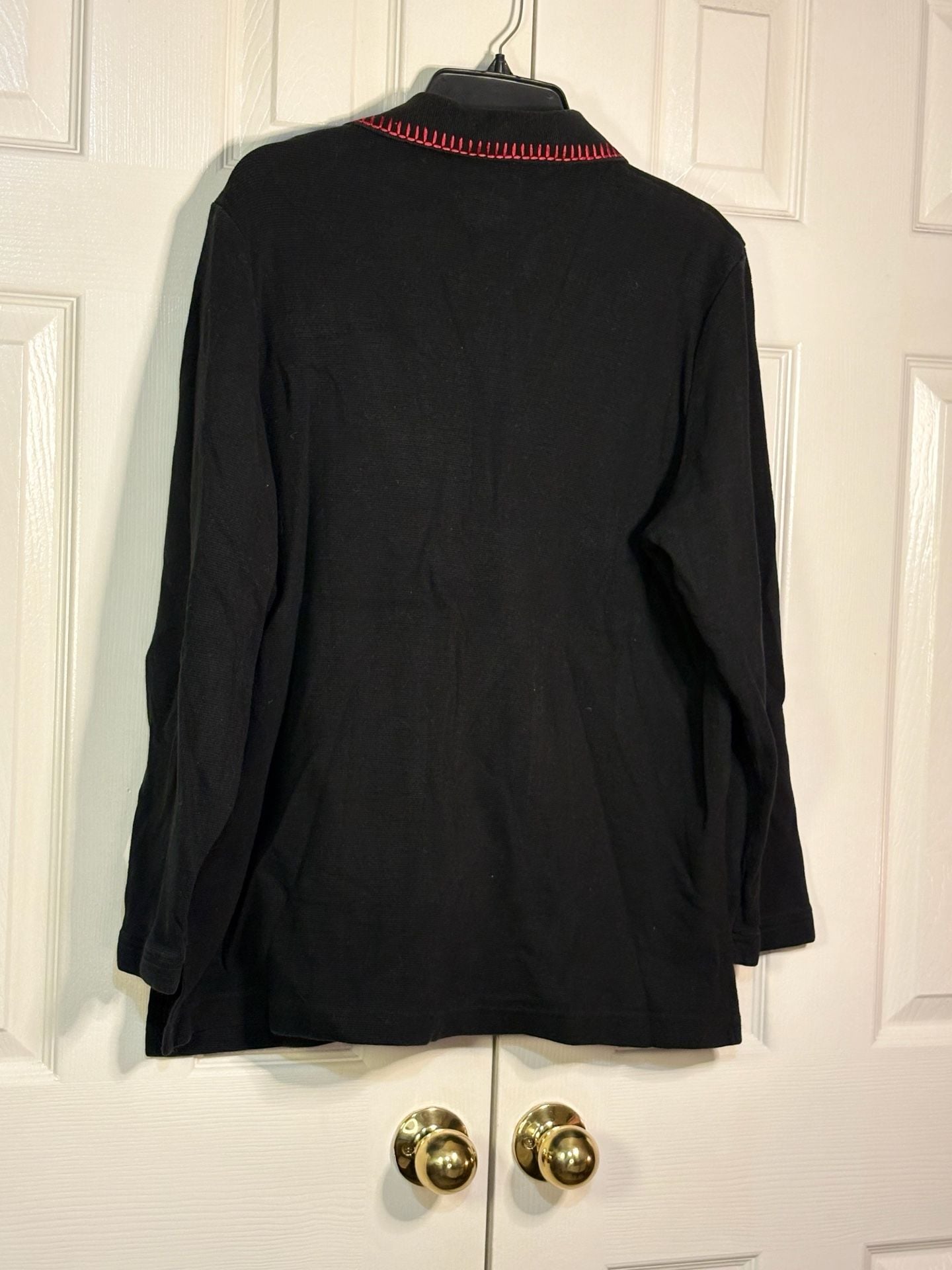 Saint Germain Embroidered Button Down Shirt Size Large Black Cotton 10