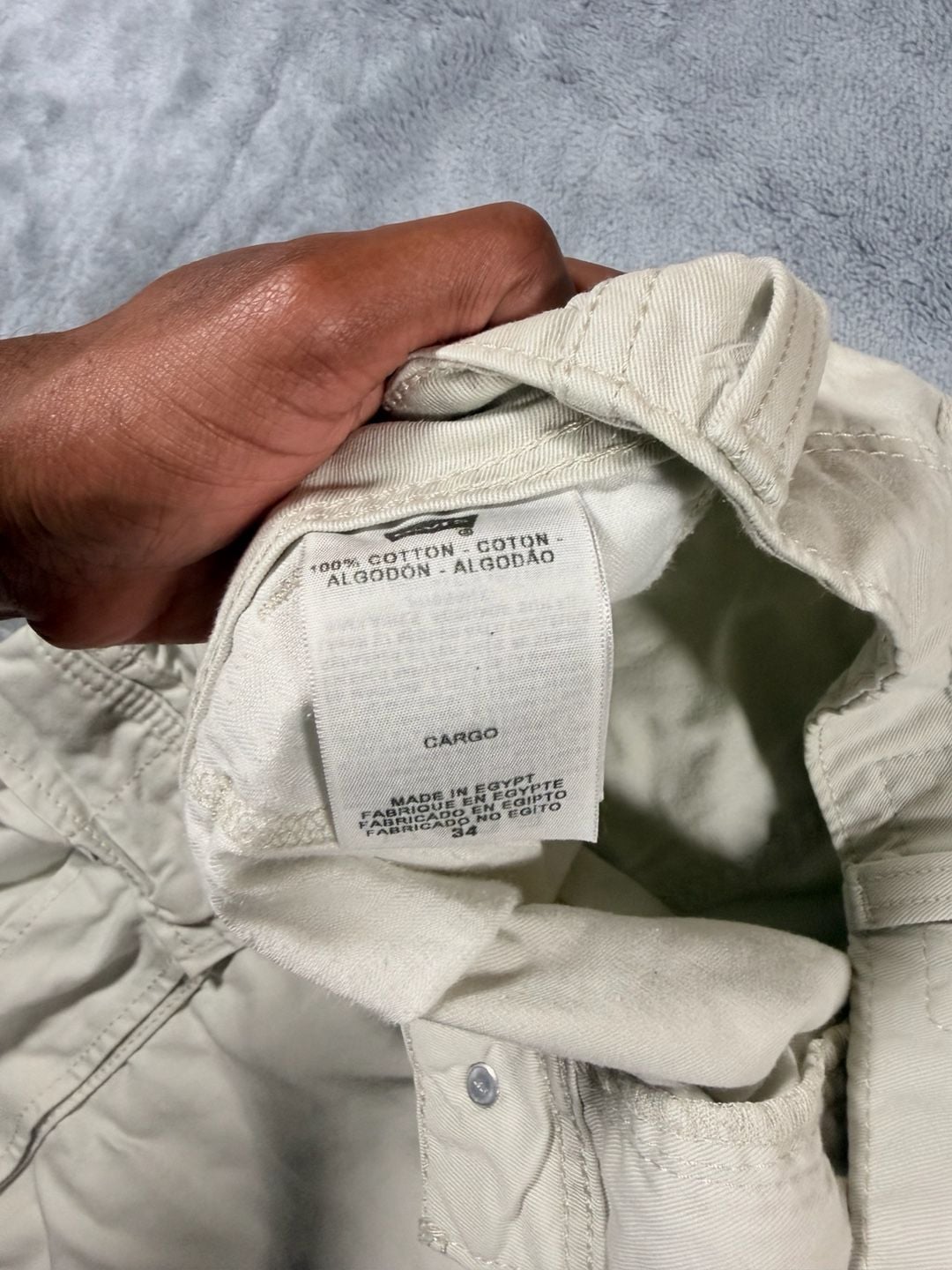 Levi's Cargo Shorts Size 34 Cream Cotton Utility Pocket 8