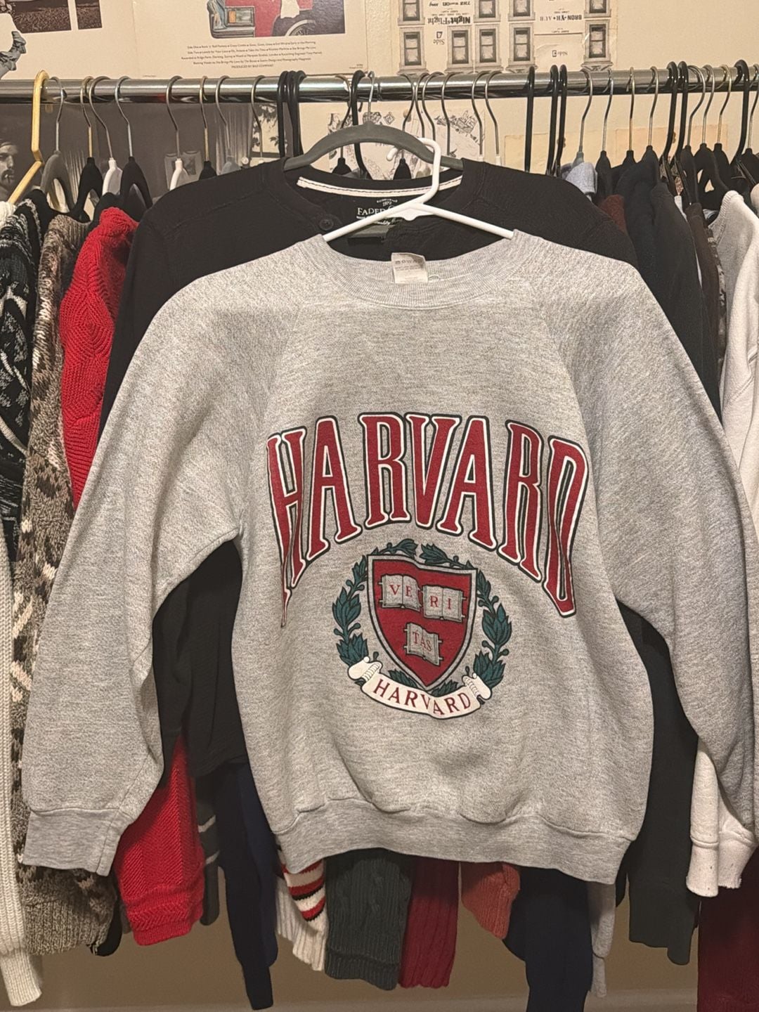 Vintage Fruit of the Loom Harvard University Sweatshirt Size L Gray Made in USA 3