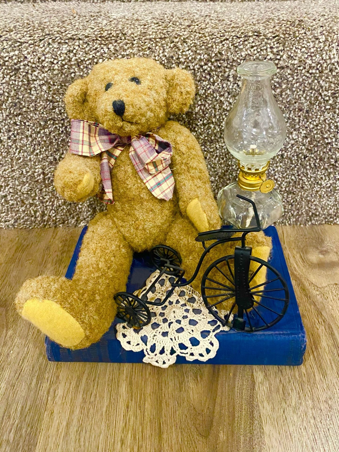 Boyds Bear Figurine With A Bike, On A Book. 1