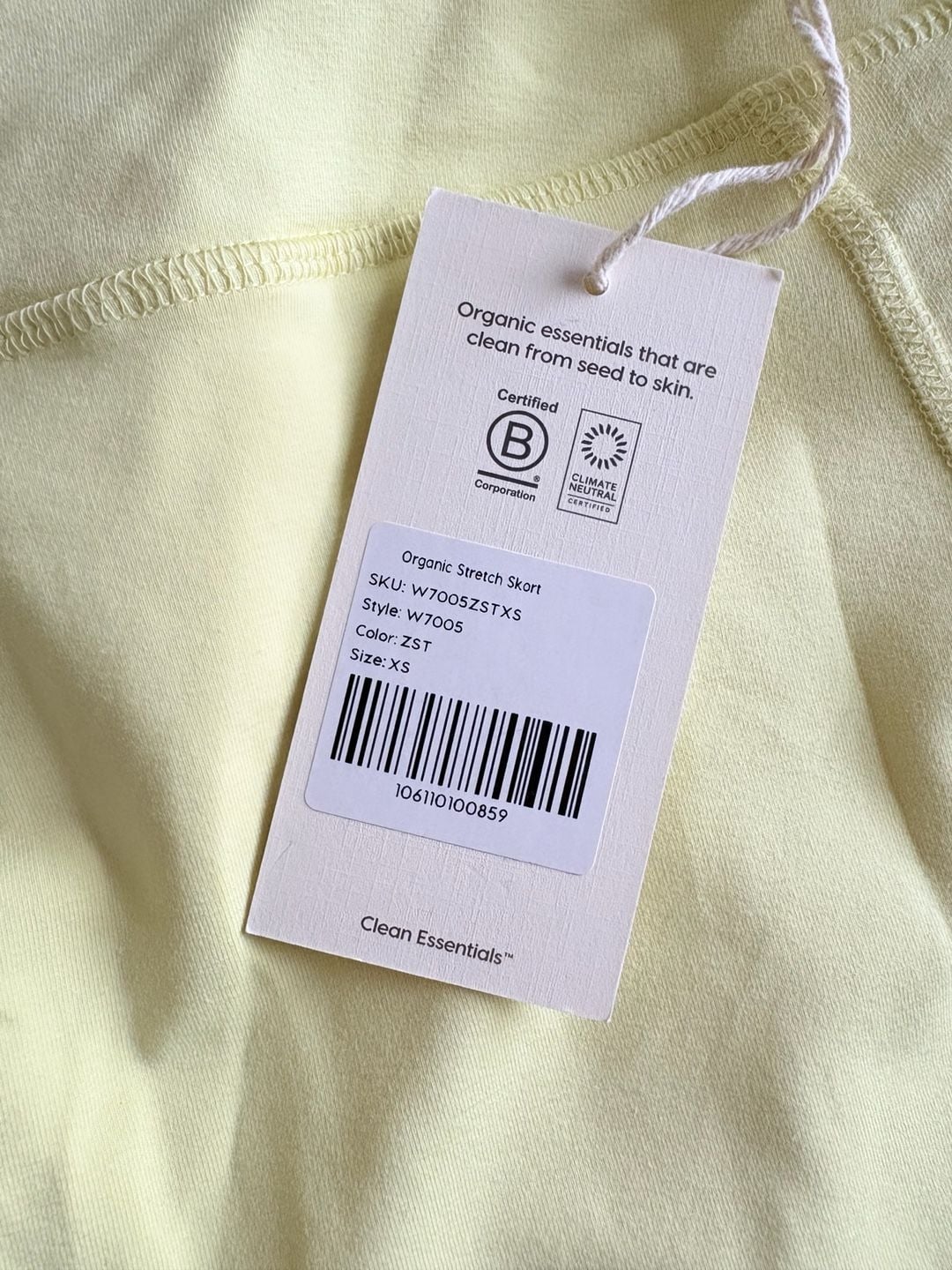 Mate The Label Organic Stretch Skort Size XS Zst Yellow Nwt 4