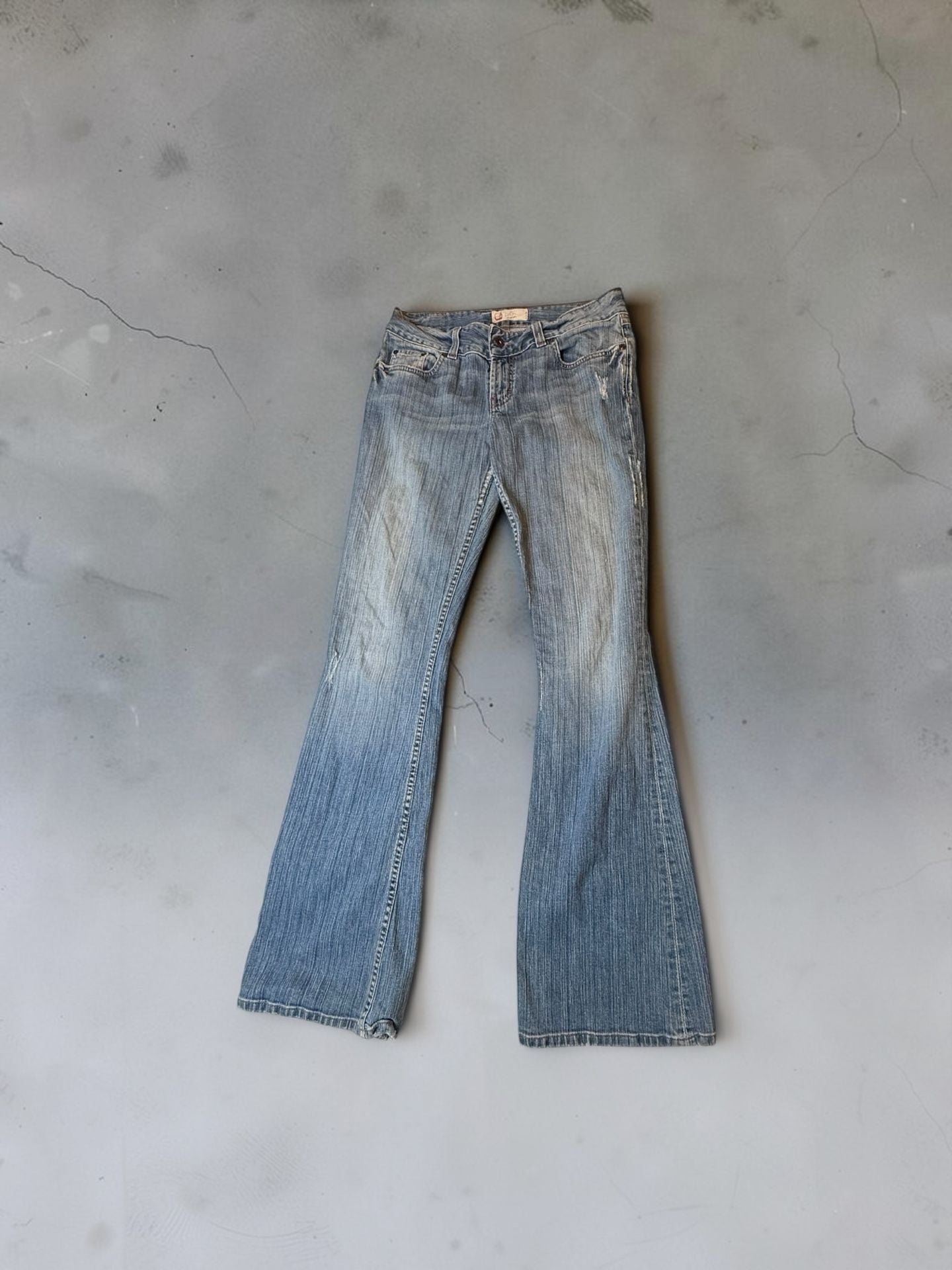 BKE Denim Flare Jeans Size 30 Blue Distressed Y2K 1