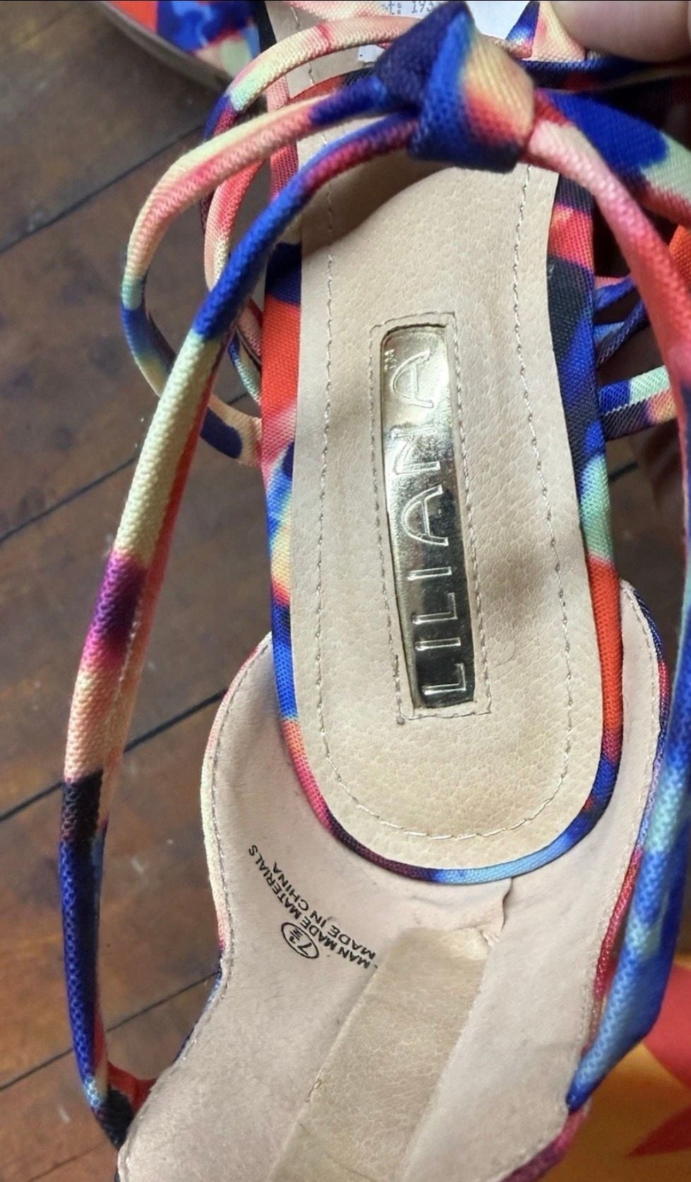 Liliana Honfleur-147 Wedges Size 7.5 Multi Color Printed Strappy Heels 8