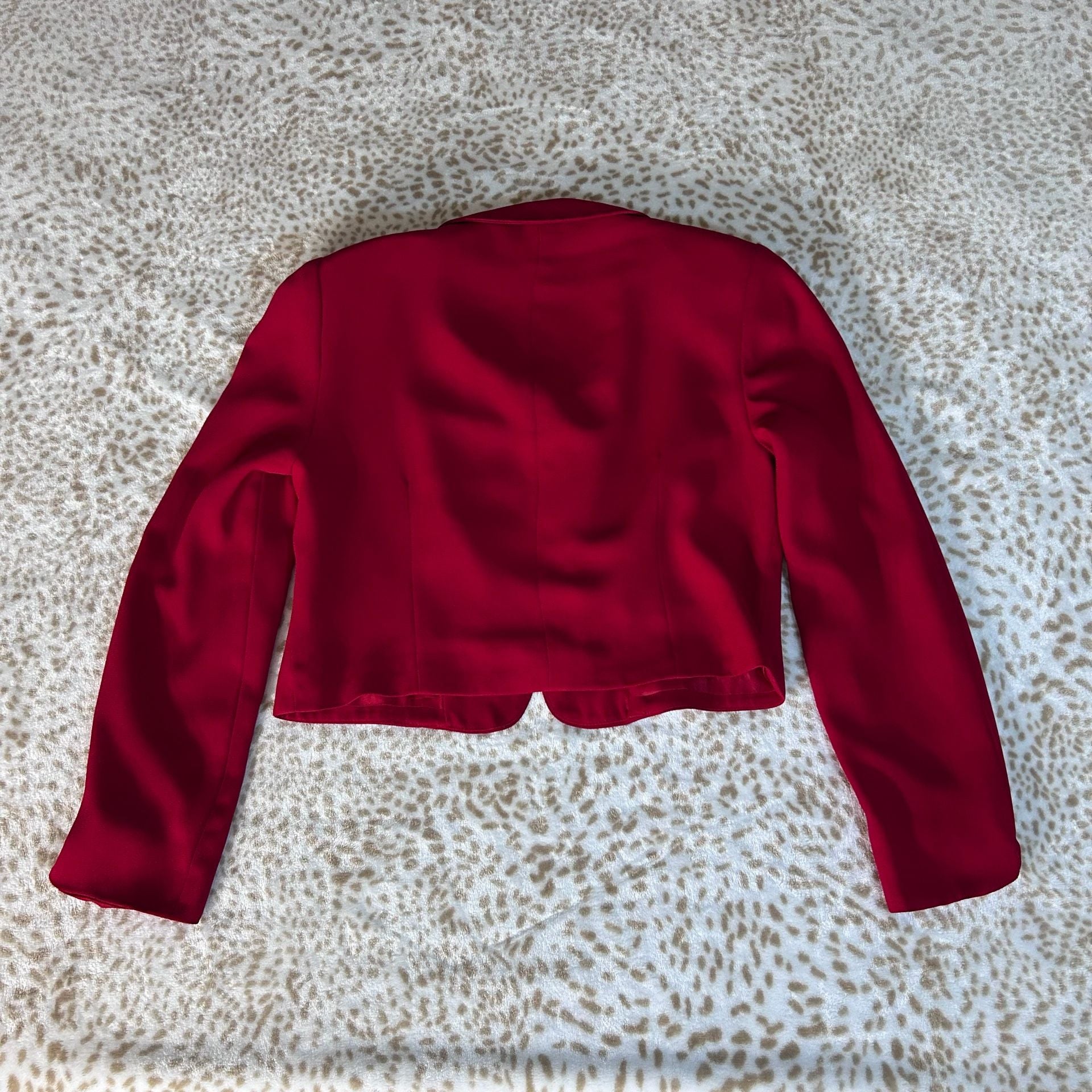 Talbots Red Cropped Blazer Size 4 Scalloped Collar 8