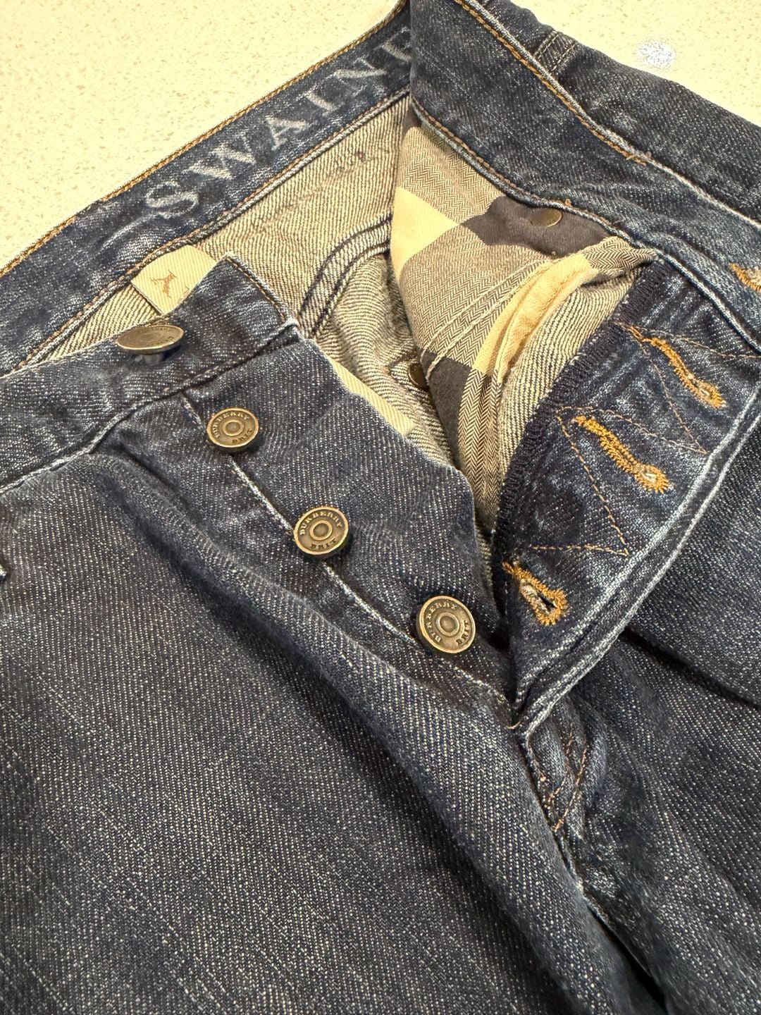 Burberry Brit Mens Jeans 30x32 Blue Denim Straight Leg Button Fly Designer 4