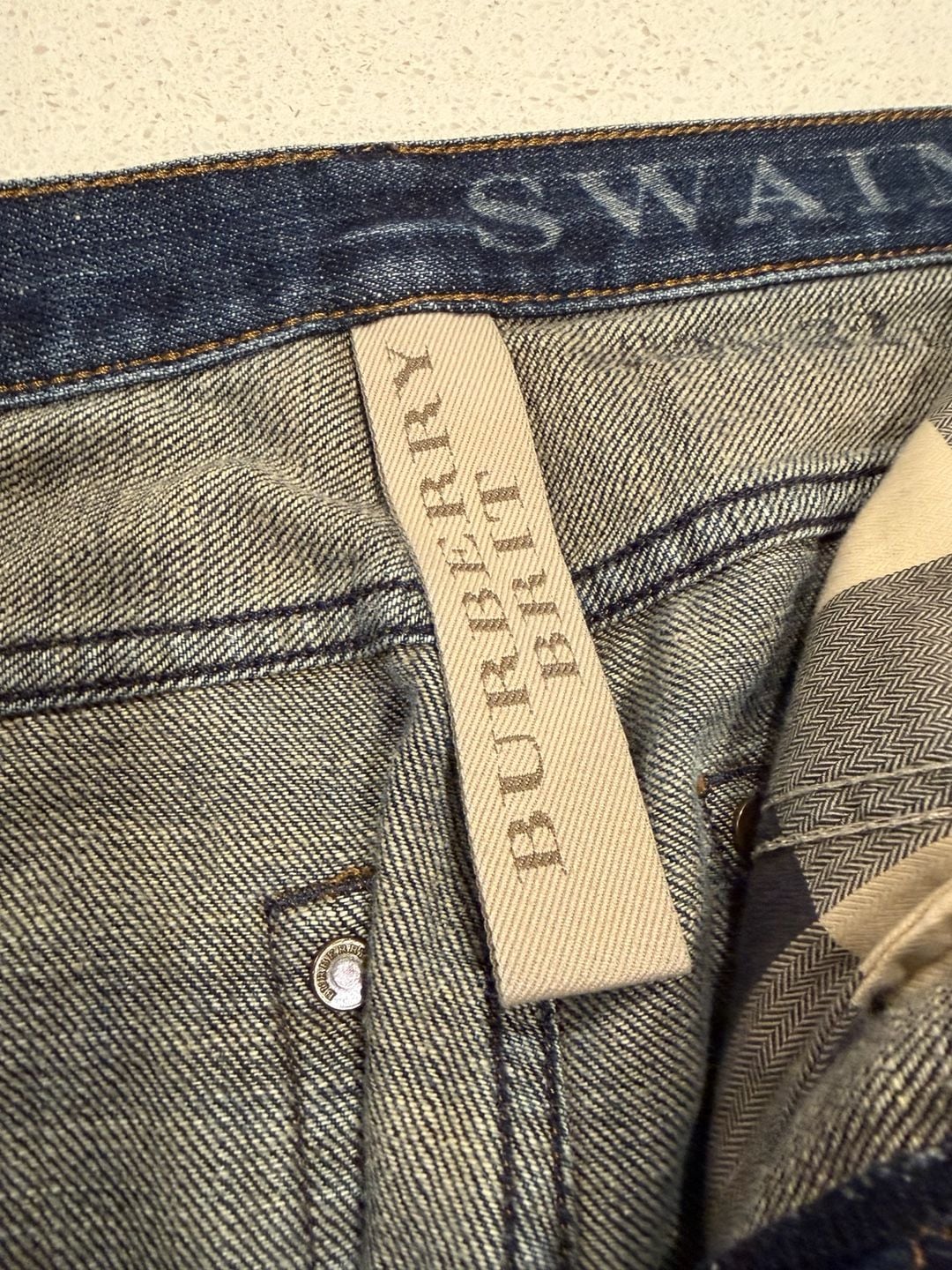 Burberry Brit Mens Jeans 30x32 Blue Denim Straight Leg Button Fly Designer 5