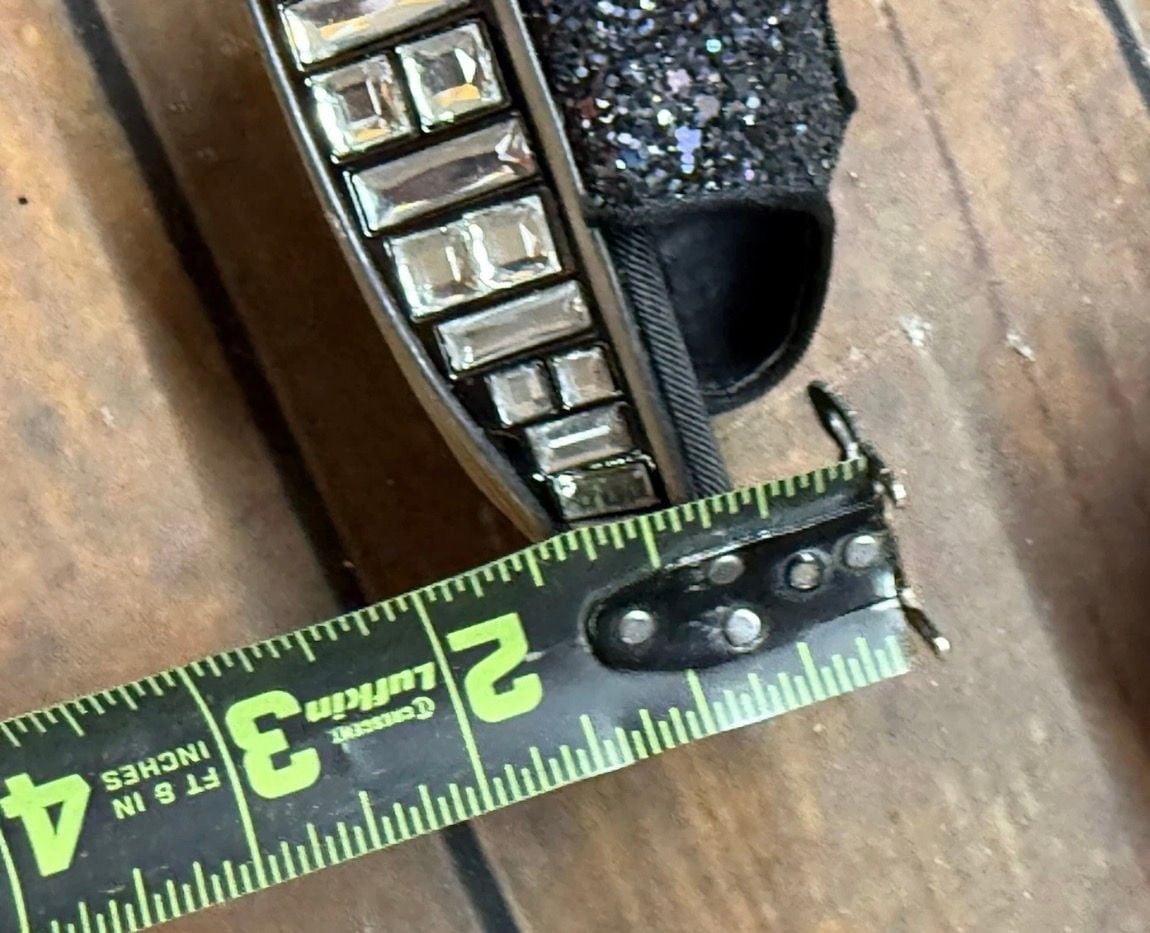 Boutique 9 Black Glitter Platform Stilettos Size 8.5 Rhinestone Heels 8