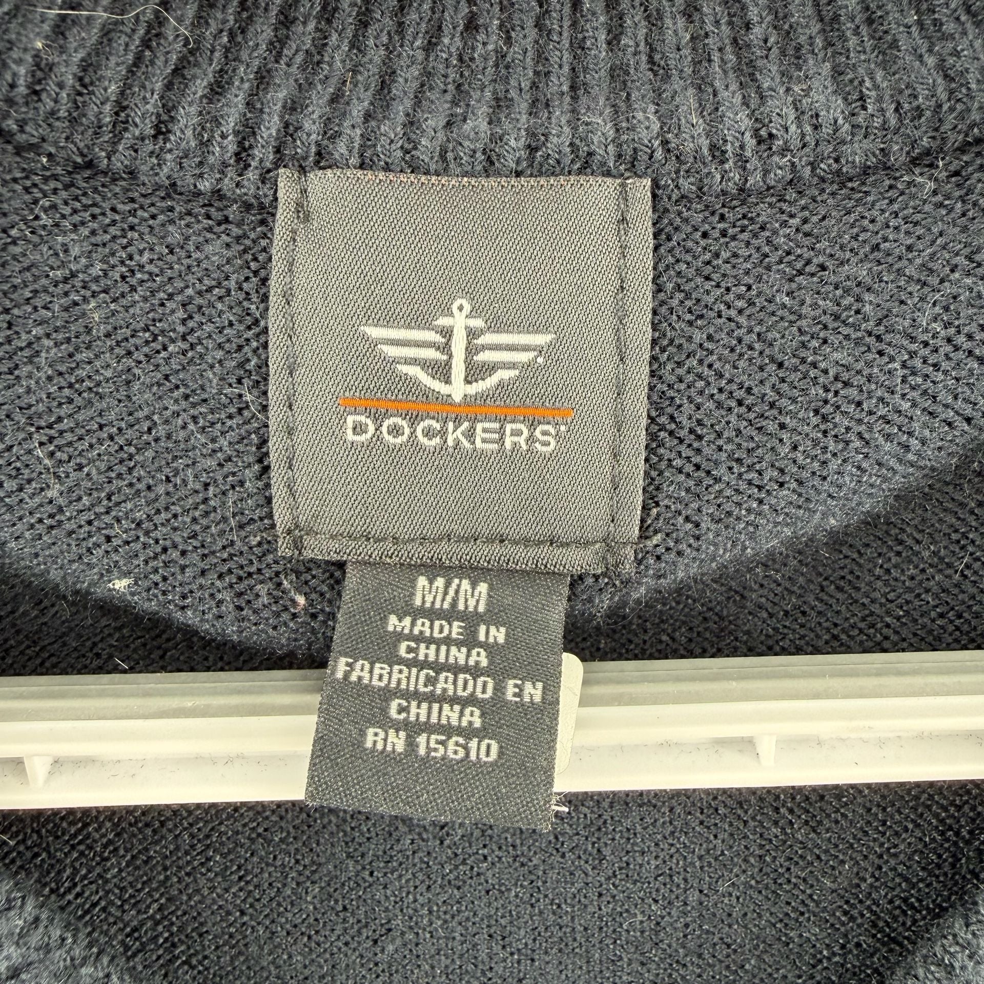 1662 Dockers Cable Knit Sweater Vest M Navy V-Neck Pullover 4