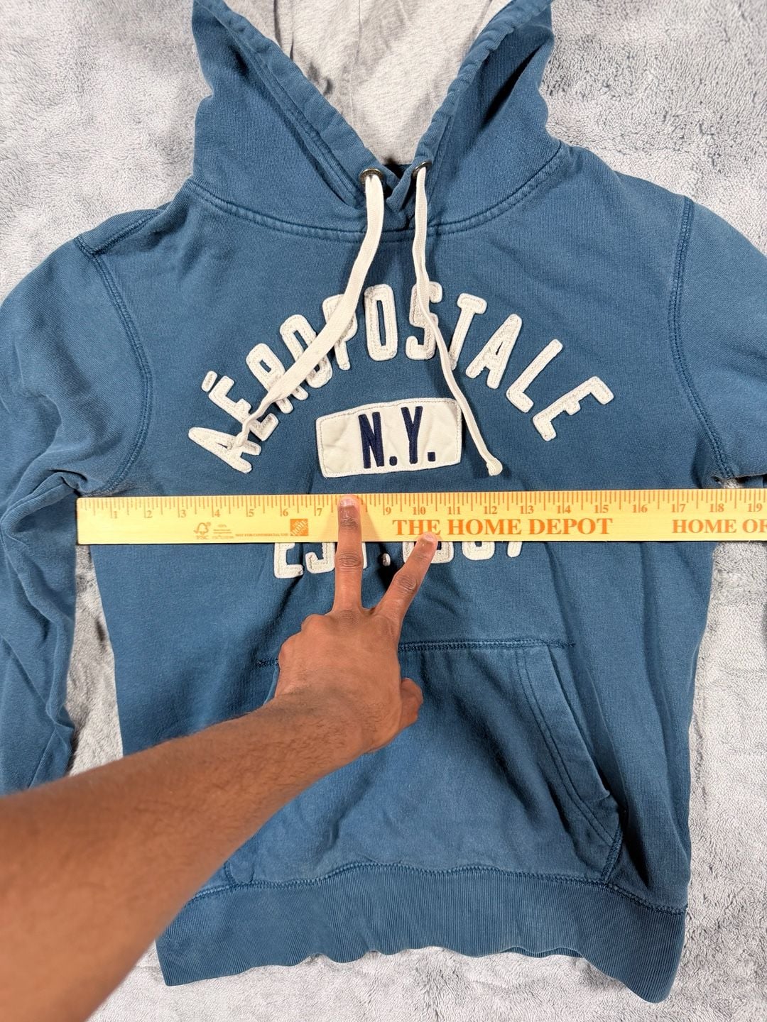Aeropostale Hoodie Size S Blue N.Y. Est. 1987 Pullover Sweatshirt 3
