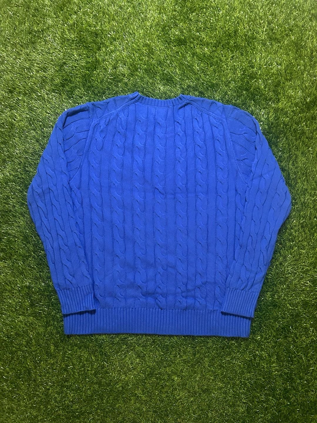 Polo Ralph Lauren Cable Knit Crewneck Sweater Size M Blue 3
