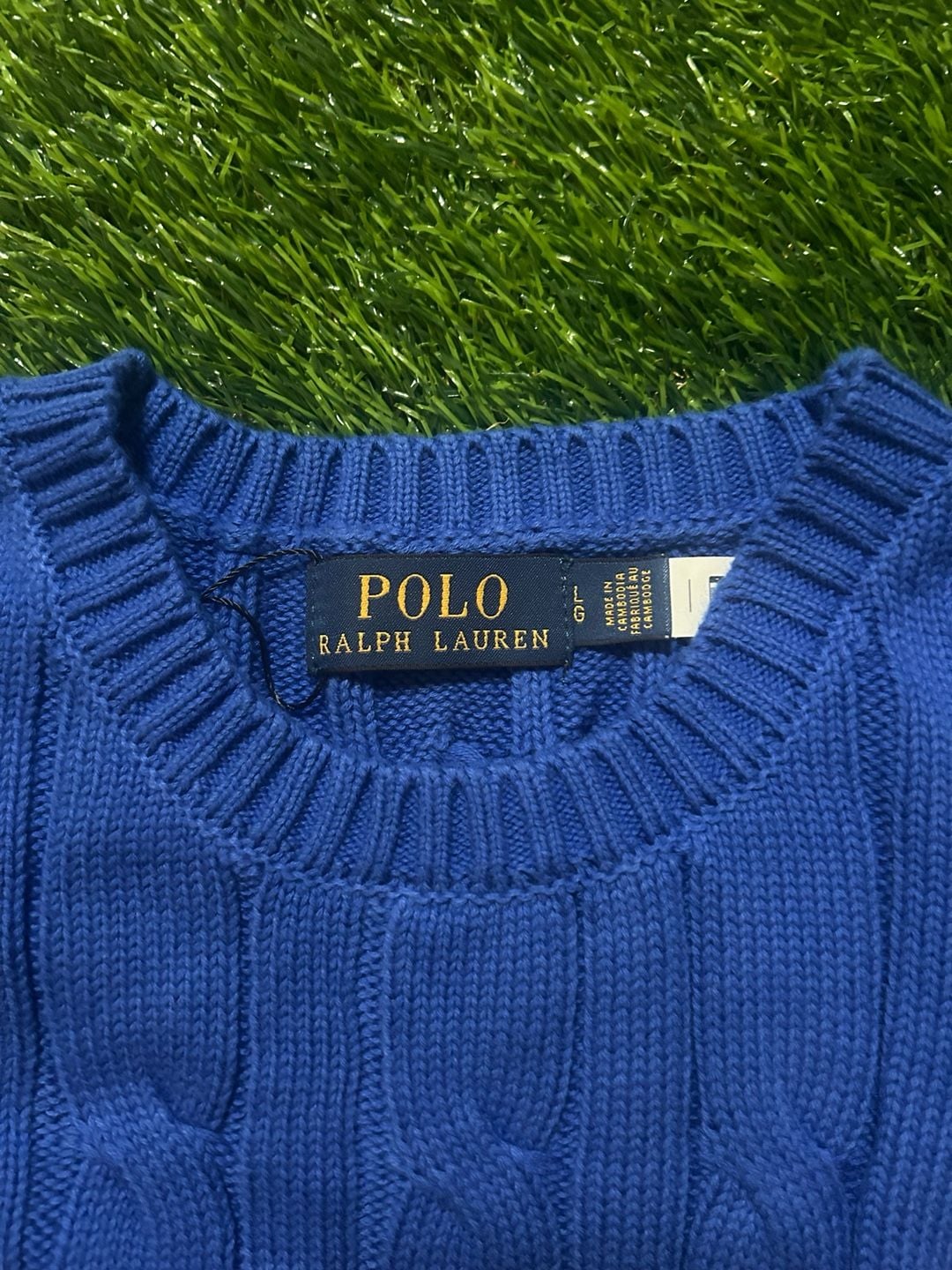Polo Ralph Lauren Cable Knit Crewneck Sweater Size M Blue 4