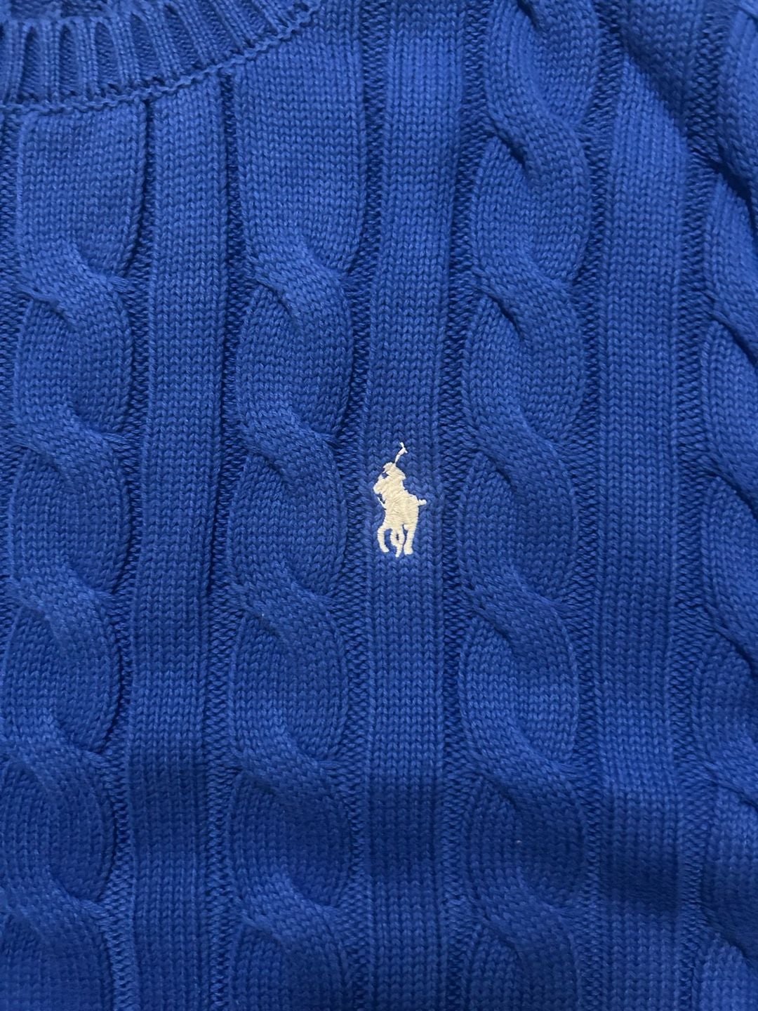 Polo Ralph Lauren Cable Knit Crewneck Sweater Size M Blue 5
