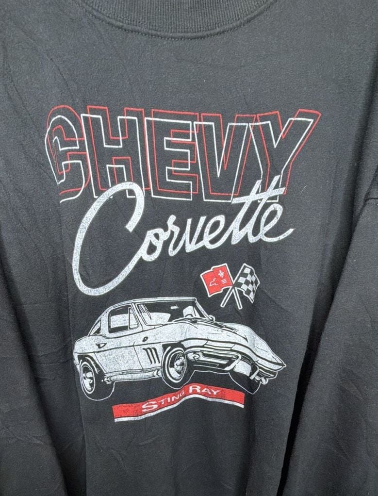 Chevrolet Corvette Sweatshirt Size XXL Black Sting Ray Graphic Crewneck 3