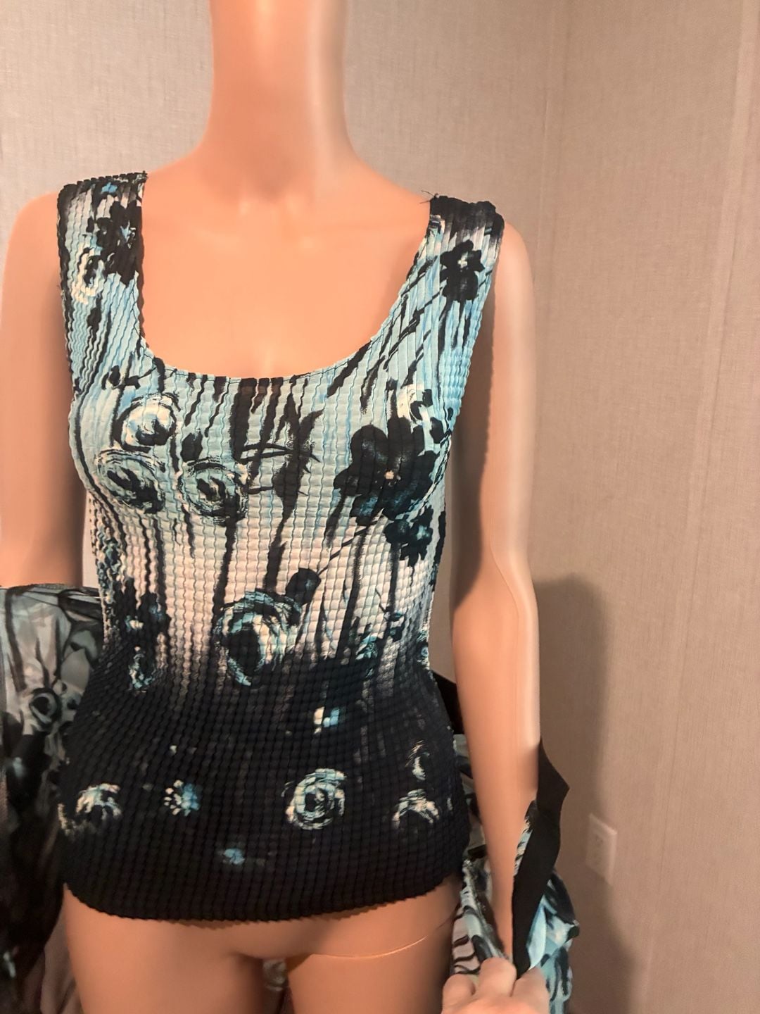 Investments II Pullover Blouse Women's Dark Aqua on Light Aqua Striped 6