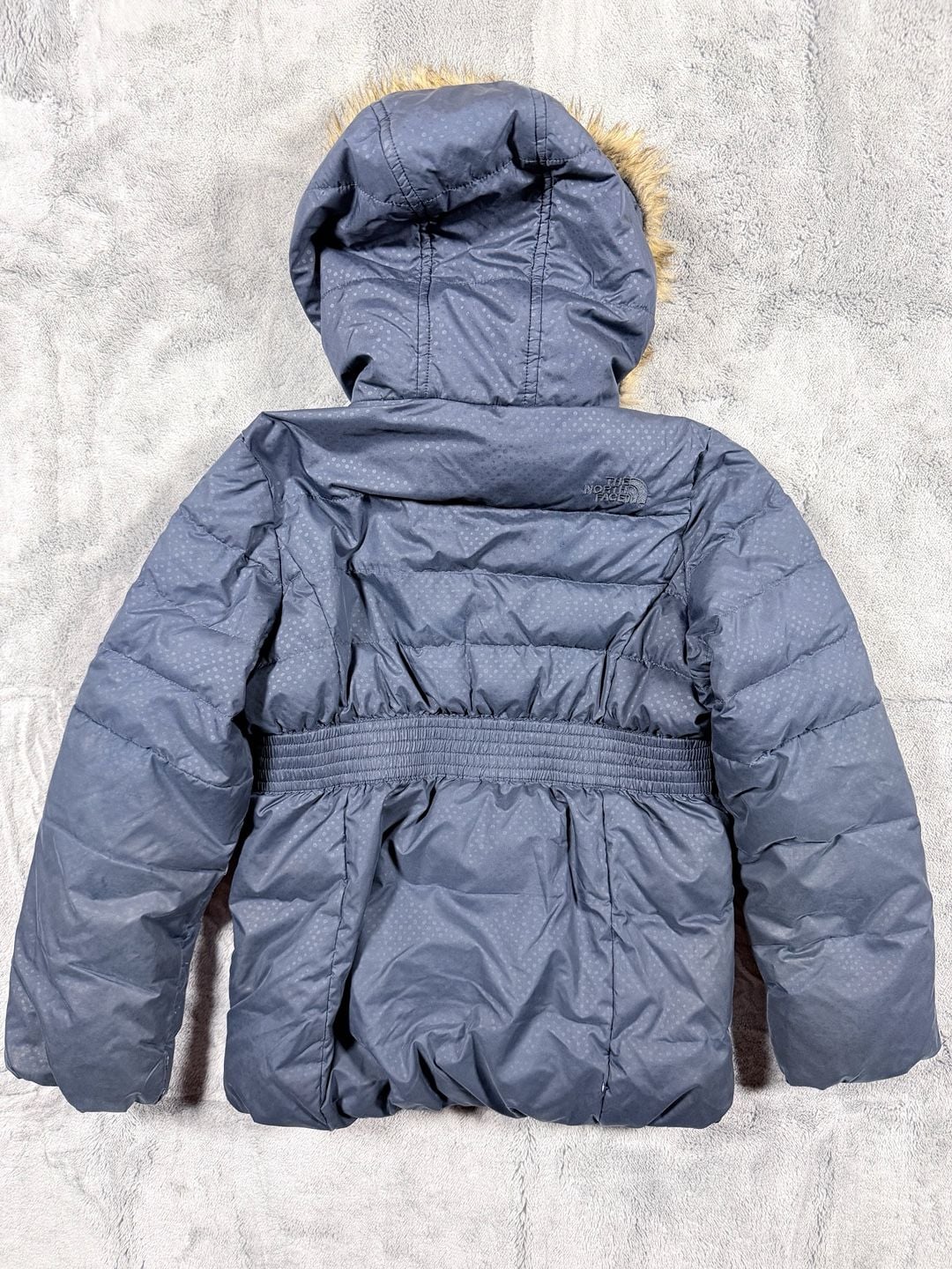 The North Face Gotham II Down Jacket Size 7/8 Navy Blue Faux Fur Hood 8