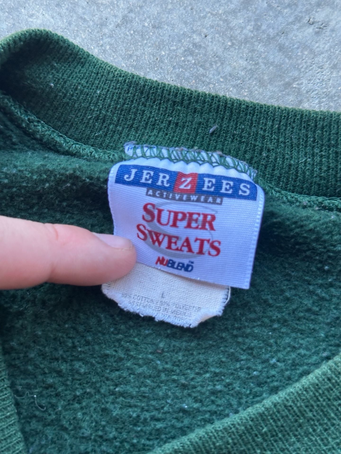 Jerzees Tropicana Super Sweats Sweatshirt Size L Green Distressed 4