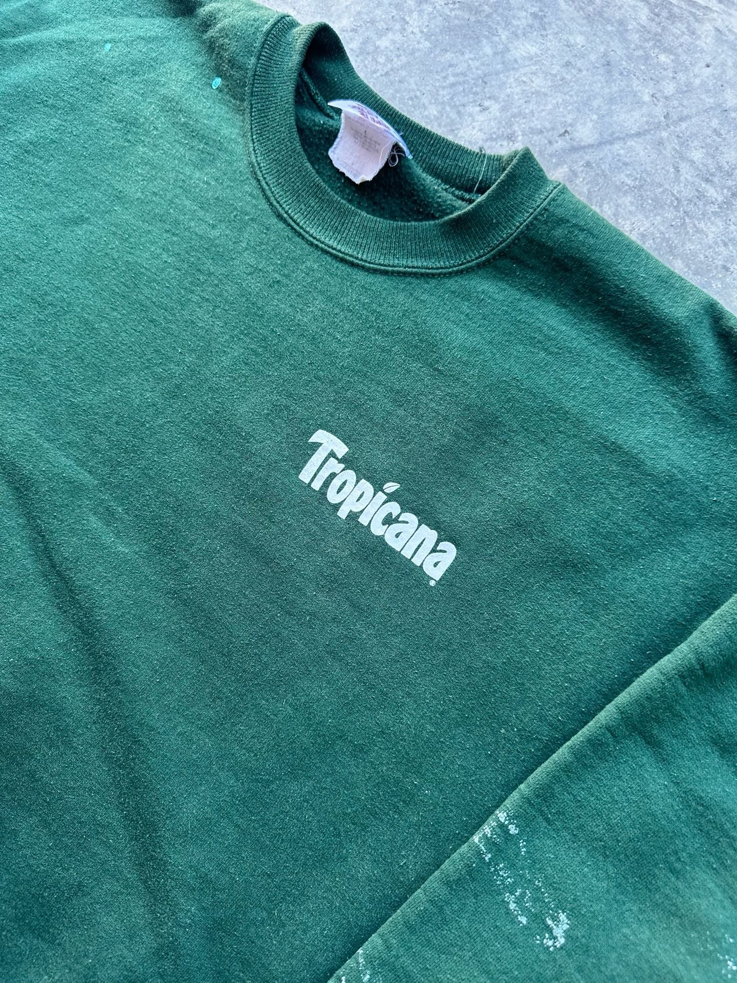 Jerzees Tropicana Super Sweats Sweatshirt Size L Green Distressed 5