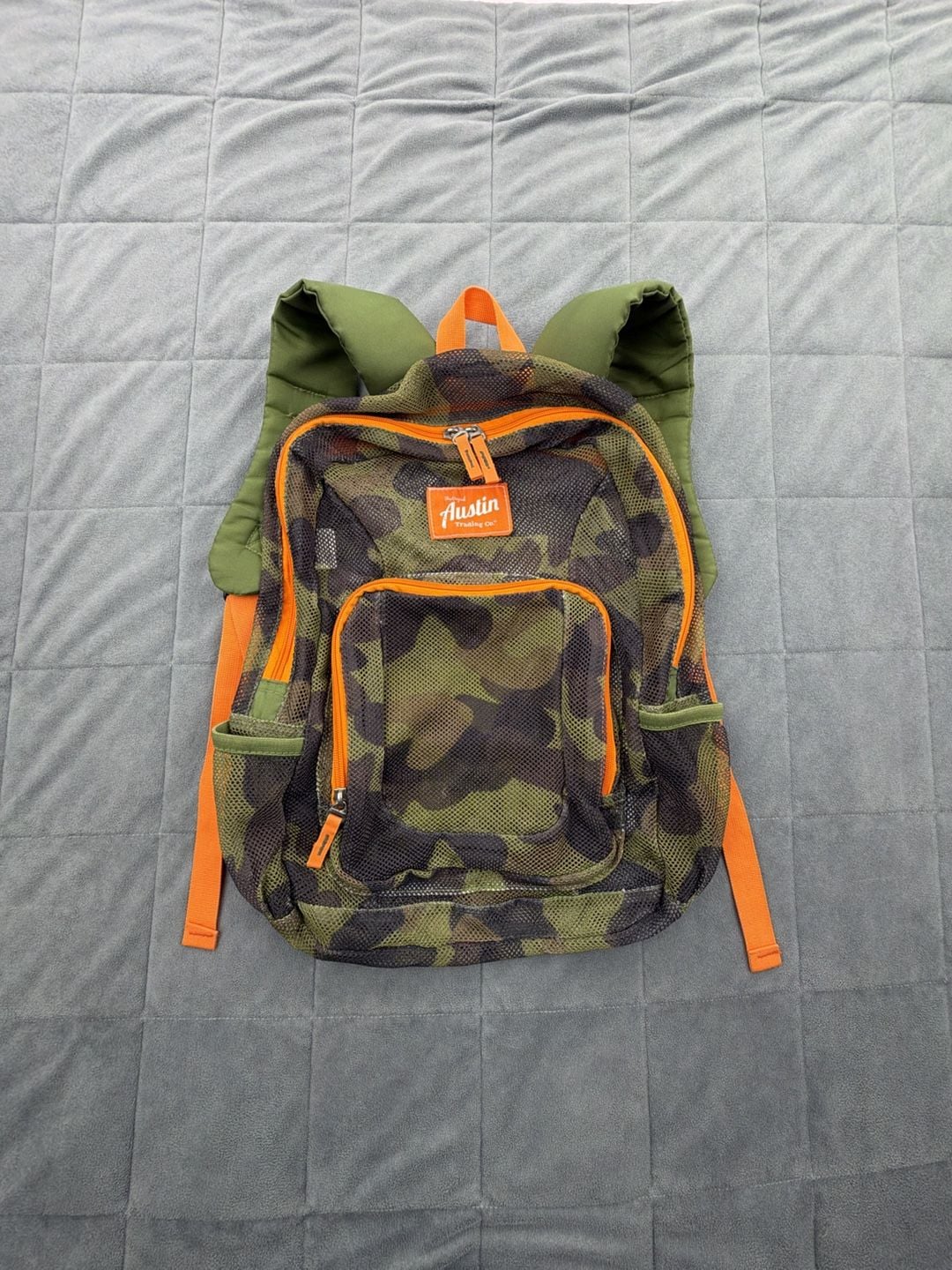 Austin Trading Co. Camo Mesh Backpack Orange Green 2