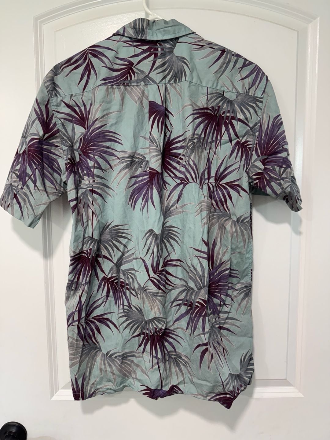 Tropical Palm Leaf Hawaiian Aloha Button Up Coastal Resort Shirt Size S 3