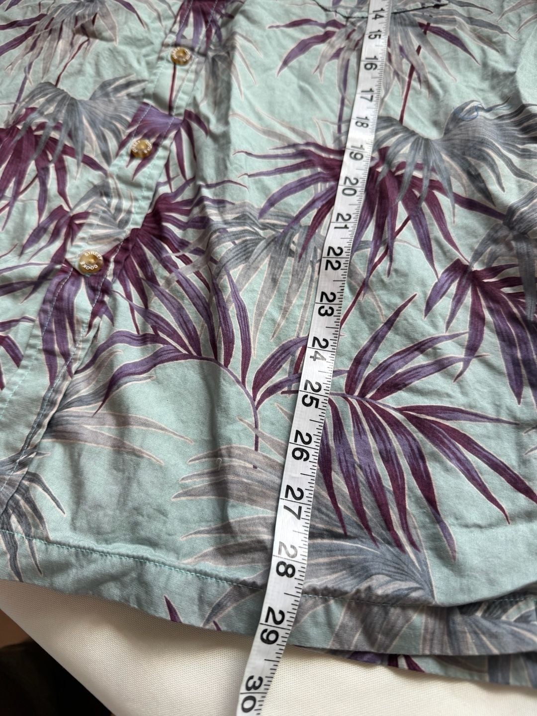 Tropical Palm Leaf Hawaiian Aloha Button Up Coastal Resort Shirt Size S 6