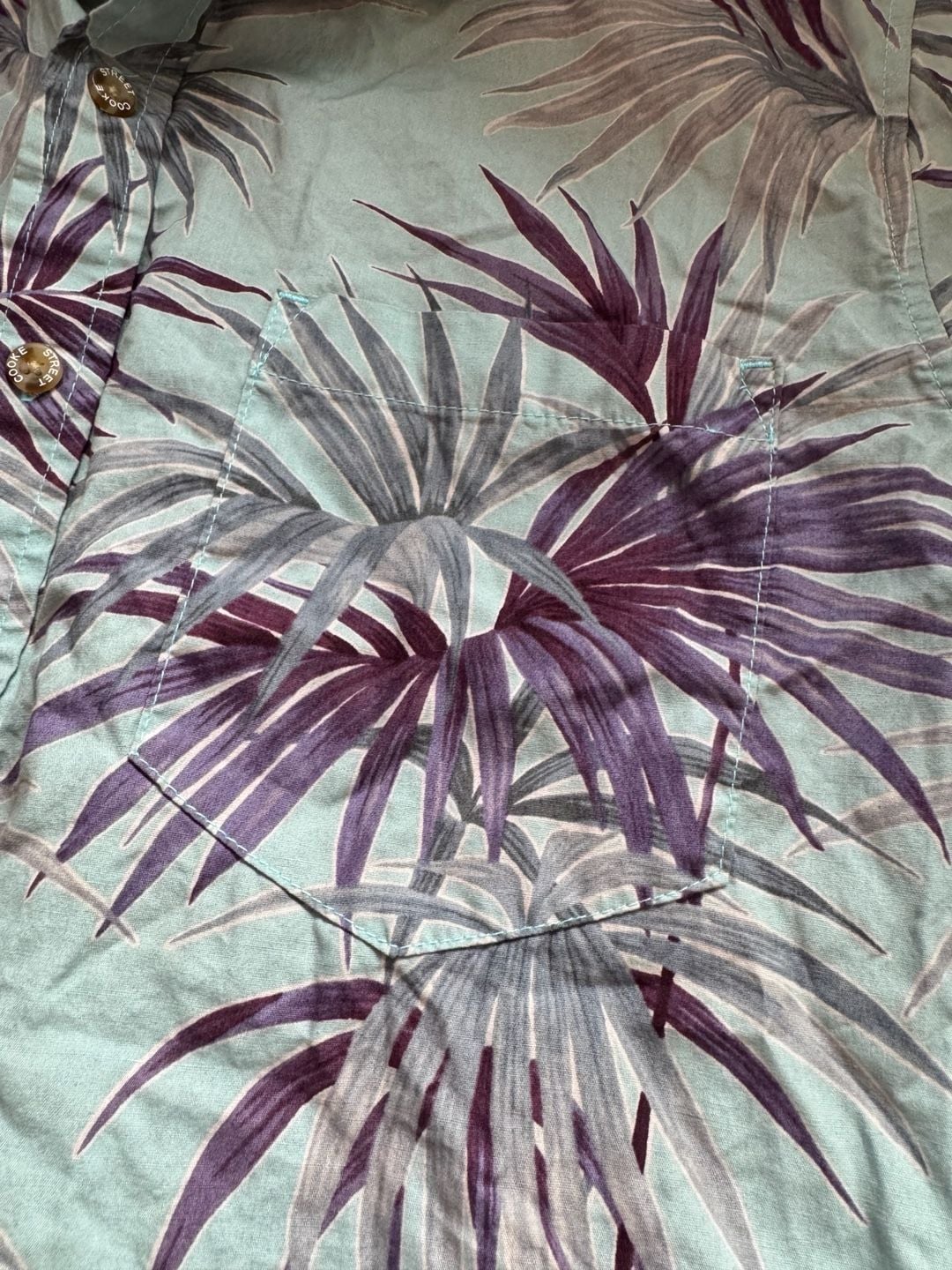 Tropical Palm Leaf Hawaiian Aloha Button Up Coastal Resort Shirt Size S 7