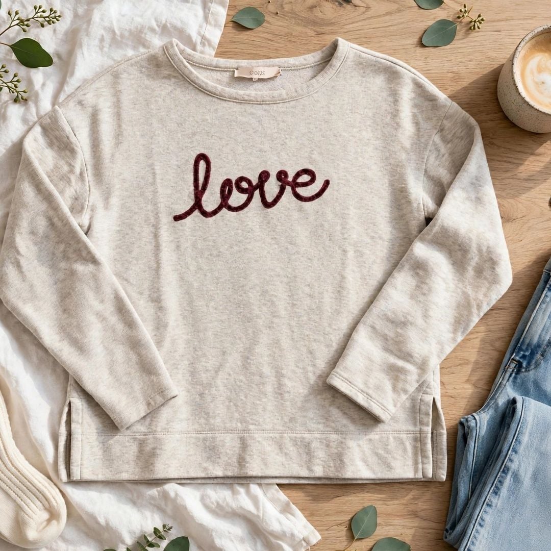 Women's Gray Sweatshirt Love Graphic 3