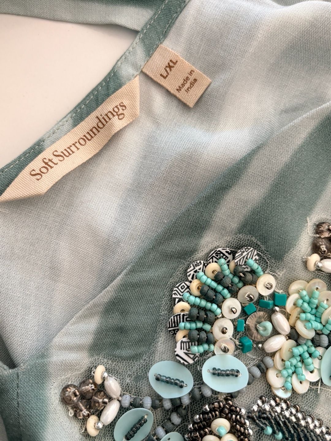 Soft Surroundings Kaftan Size L/XL Green Beaded (182) 4