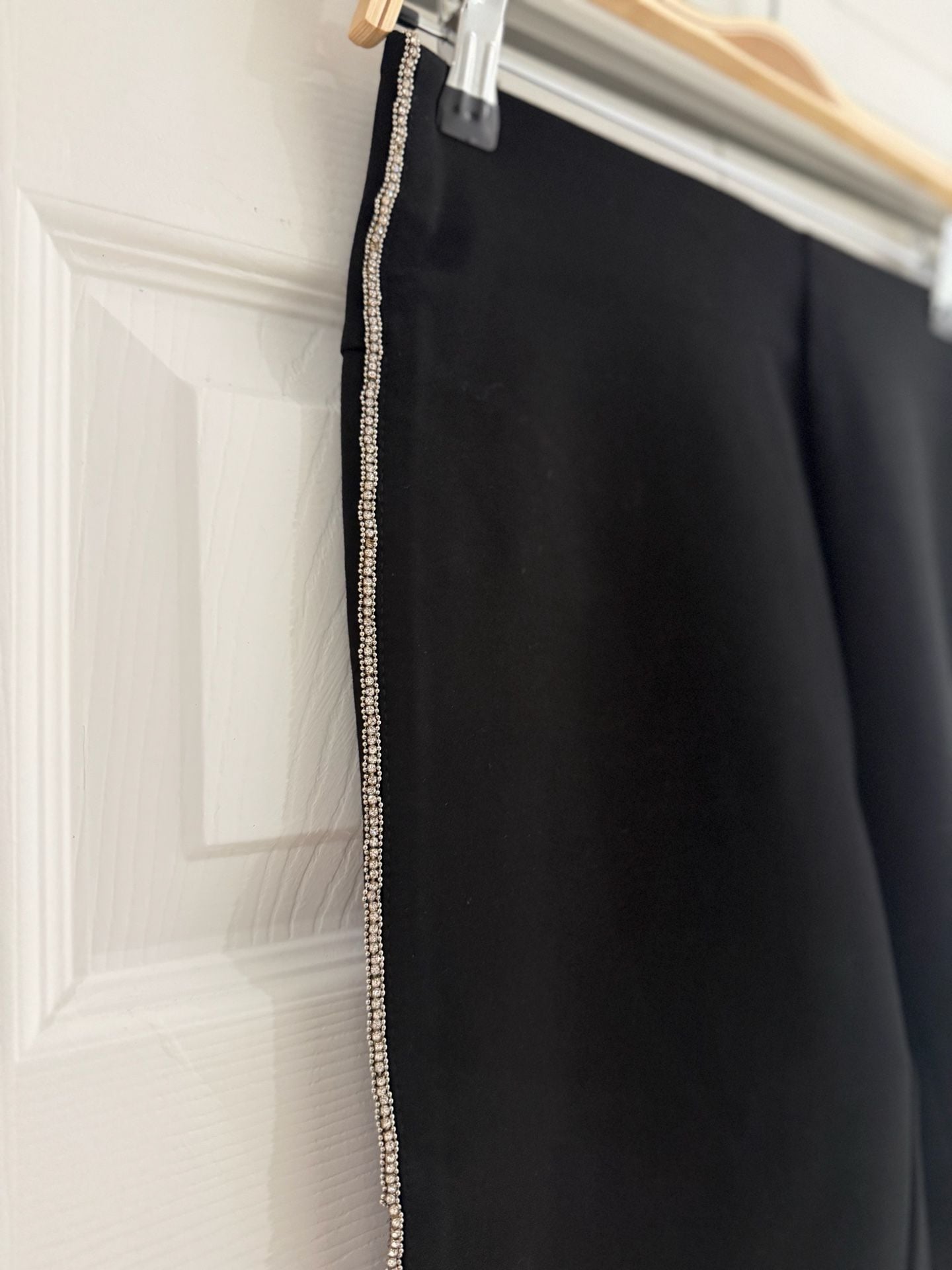 Zara Leggings Size L Black Rhinestone Side Stripe 4