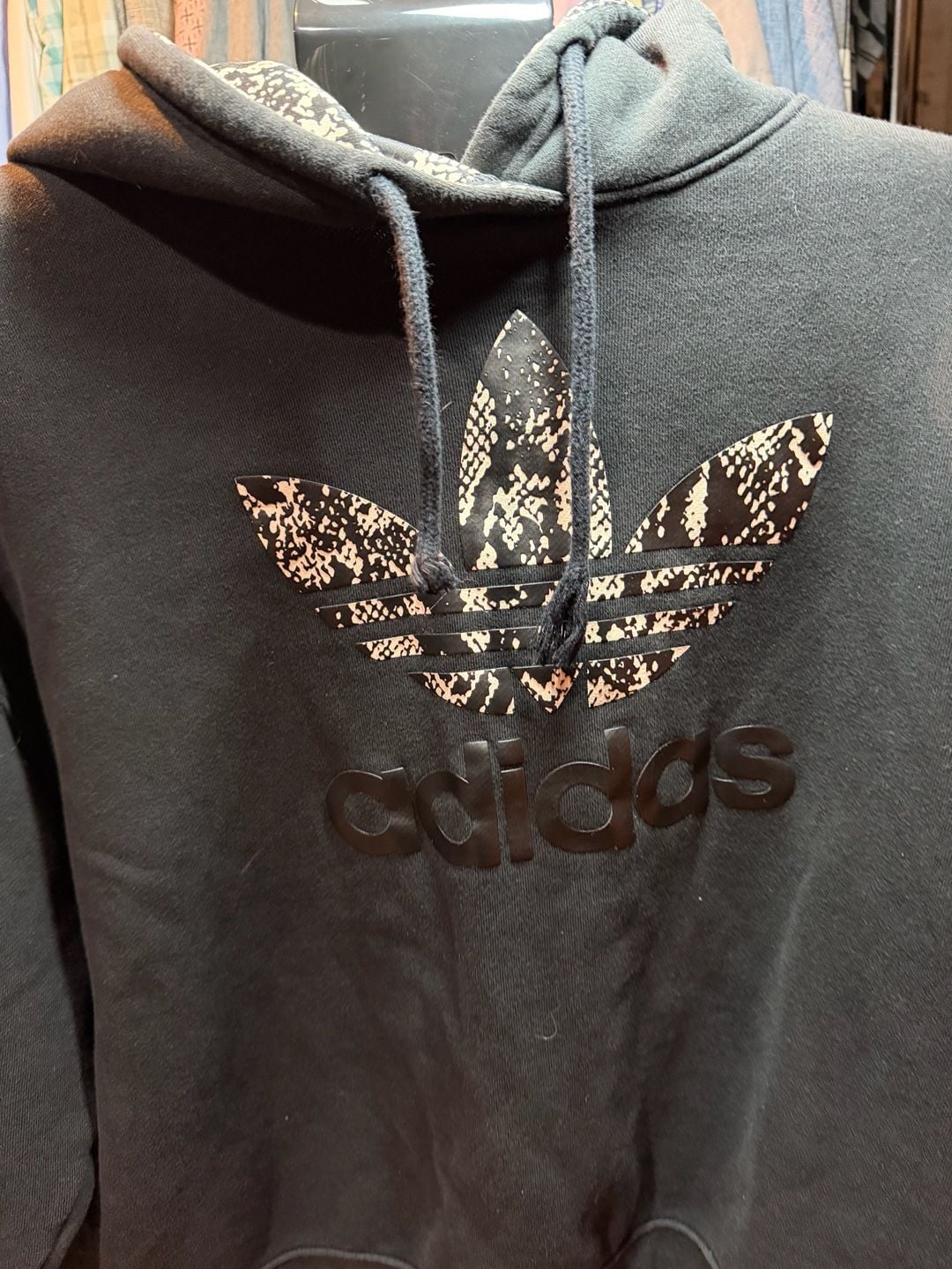 Adidas Logo Hoodie Size XL Black Snakesprint Trefoil 4