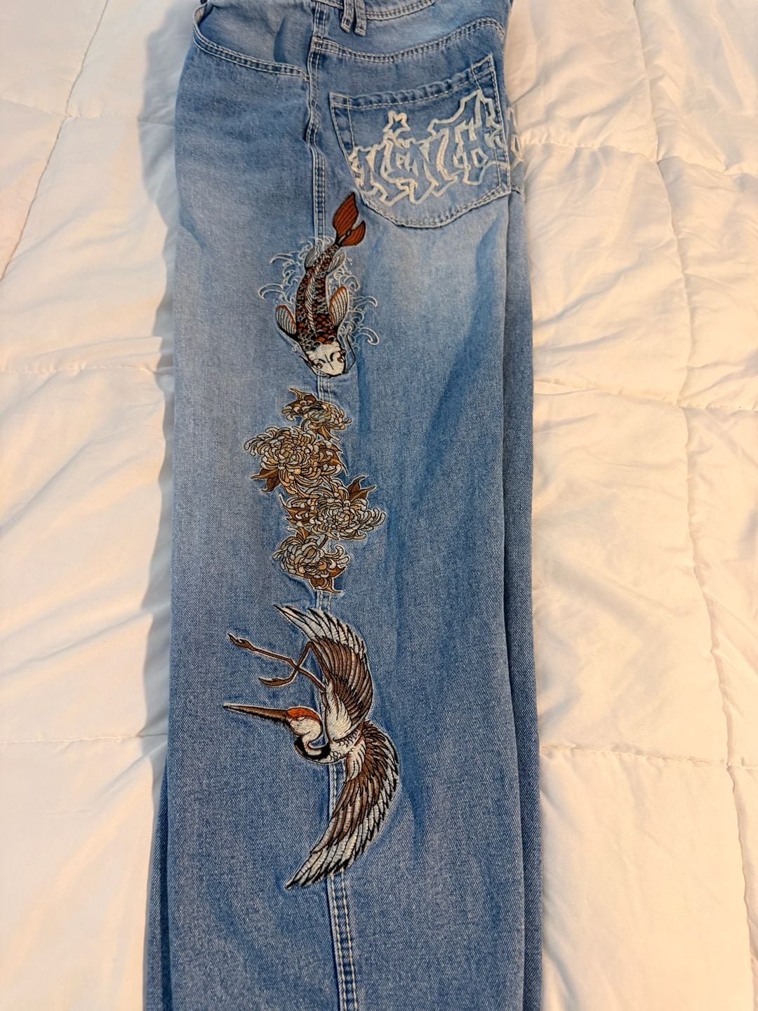 Ninth Hall Jeans Size 6 Light Wash Embroidered Y2K 7