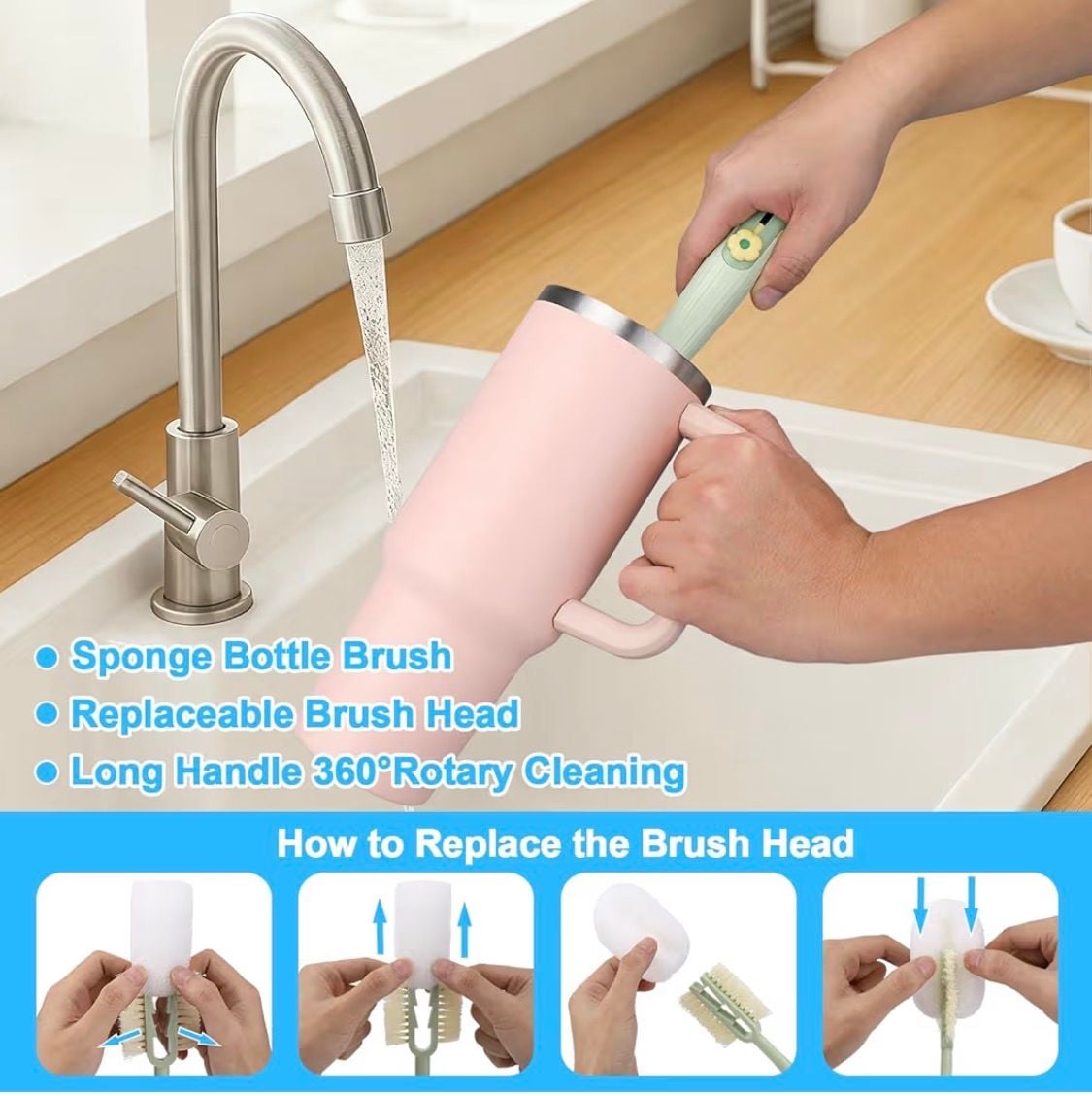Generic 5 in 1 Bottle Cleaning Brush Set Green 4