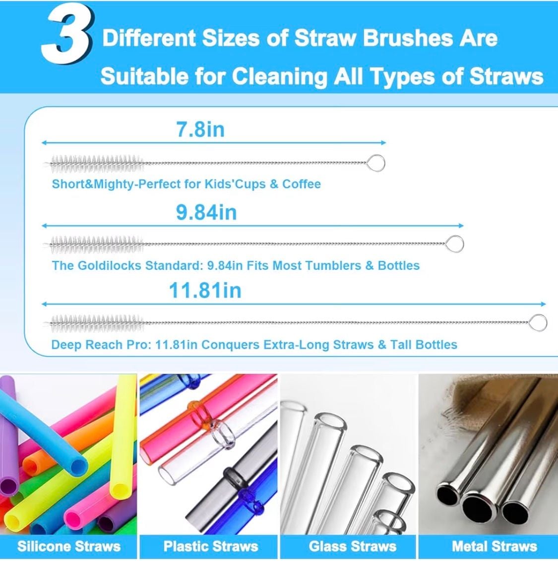 Generic 5 in 1 Bottle Cleaning Brush Set Green 6